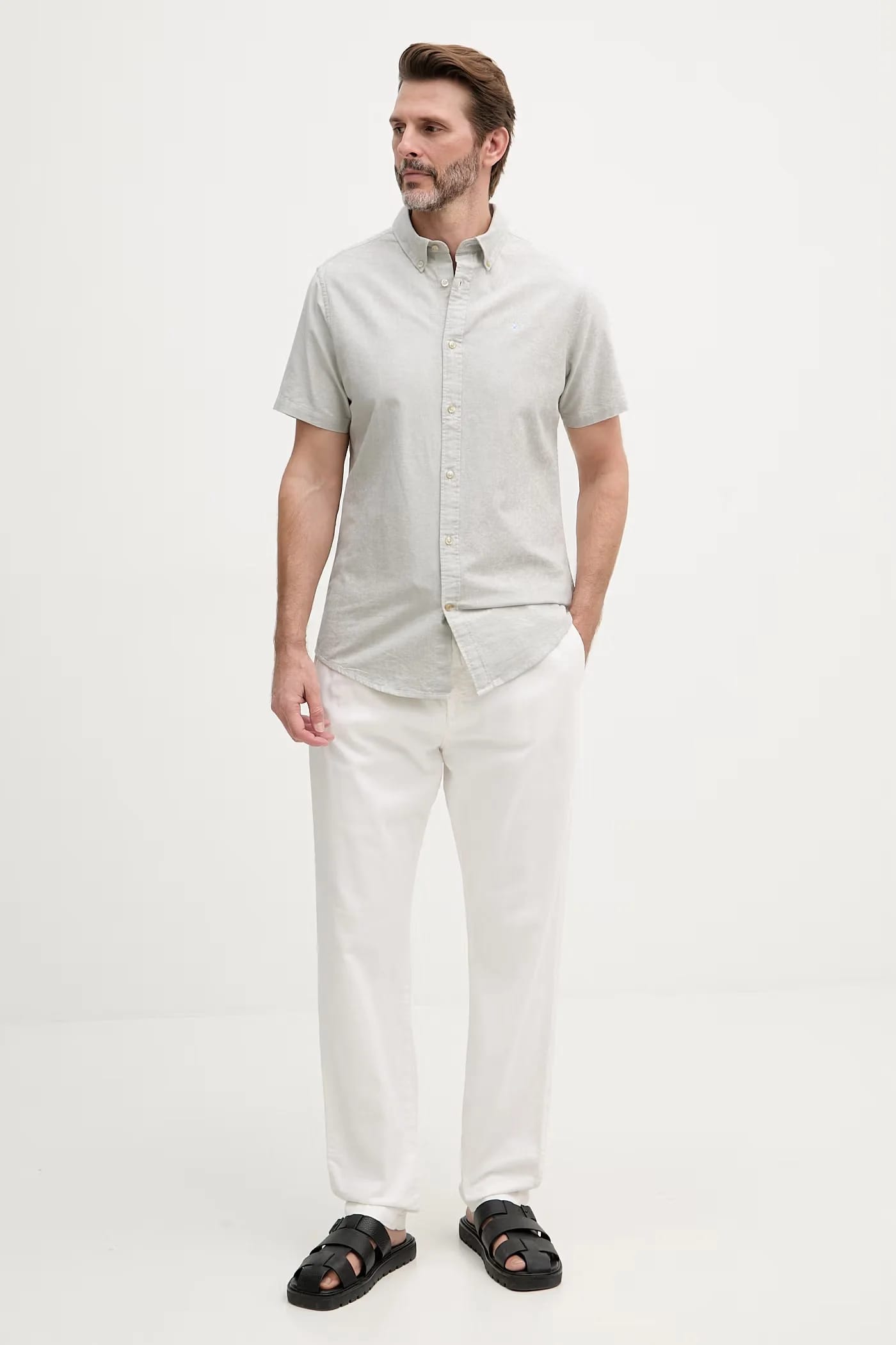 Мужская хлопковая оксфордская рубашка Oxtown S/S Tailored Shirt - фото 2