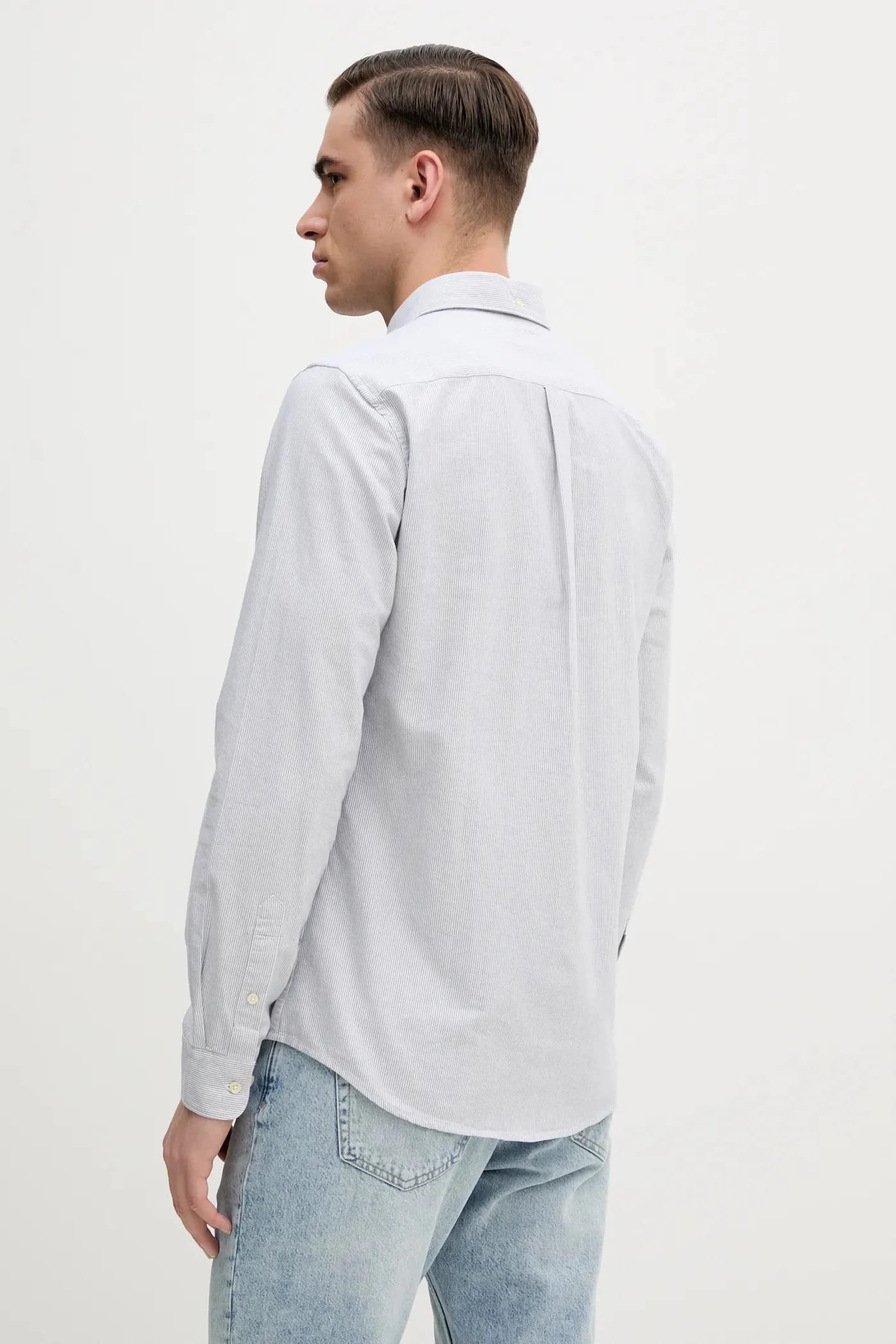 Мужская рубашка Oxtown Tailored в полоску из хлопка - фото 3