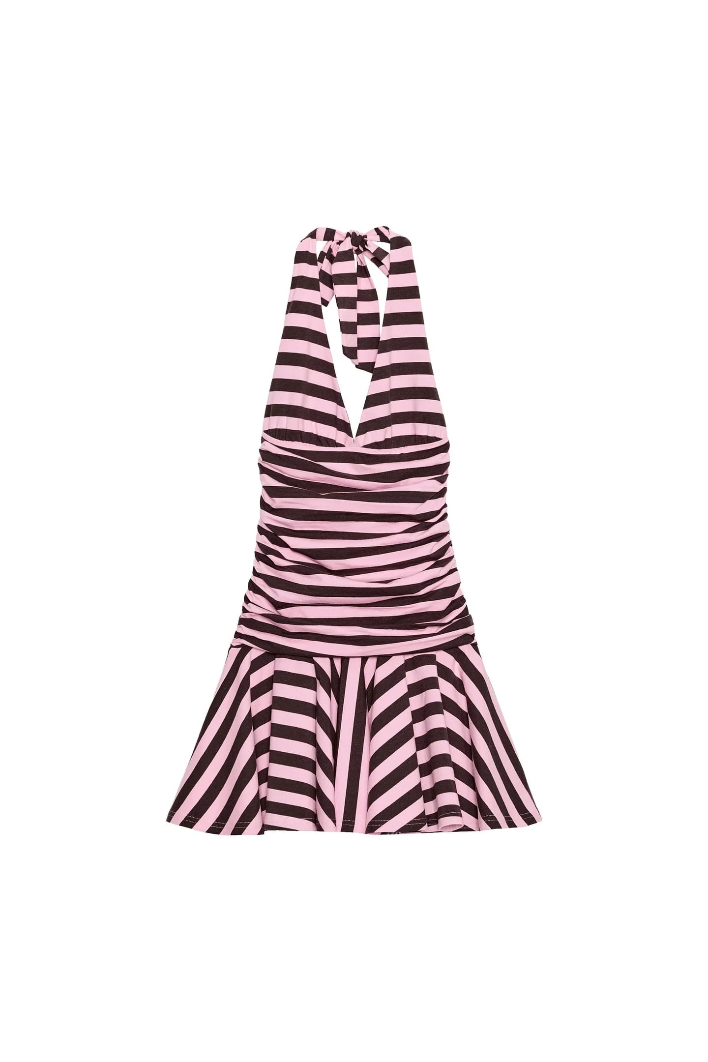 ПЛАТЬЕ В ПОЛОСКУ С ХАЛТЕРОМ - фото 3