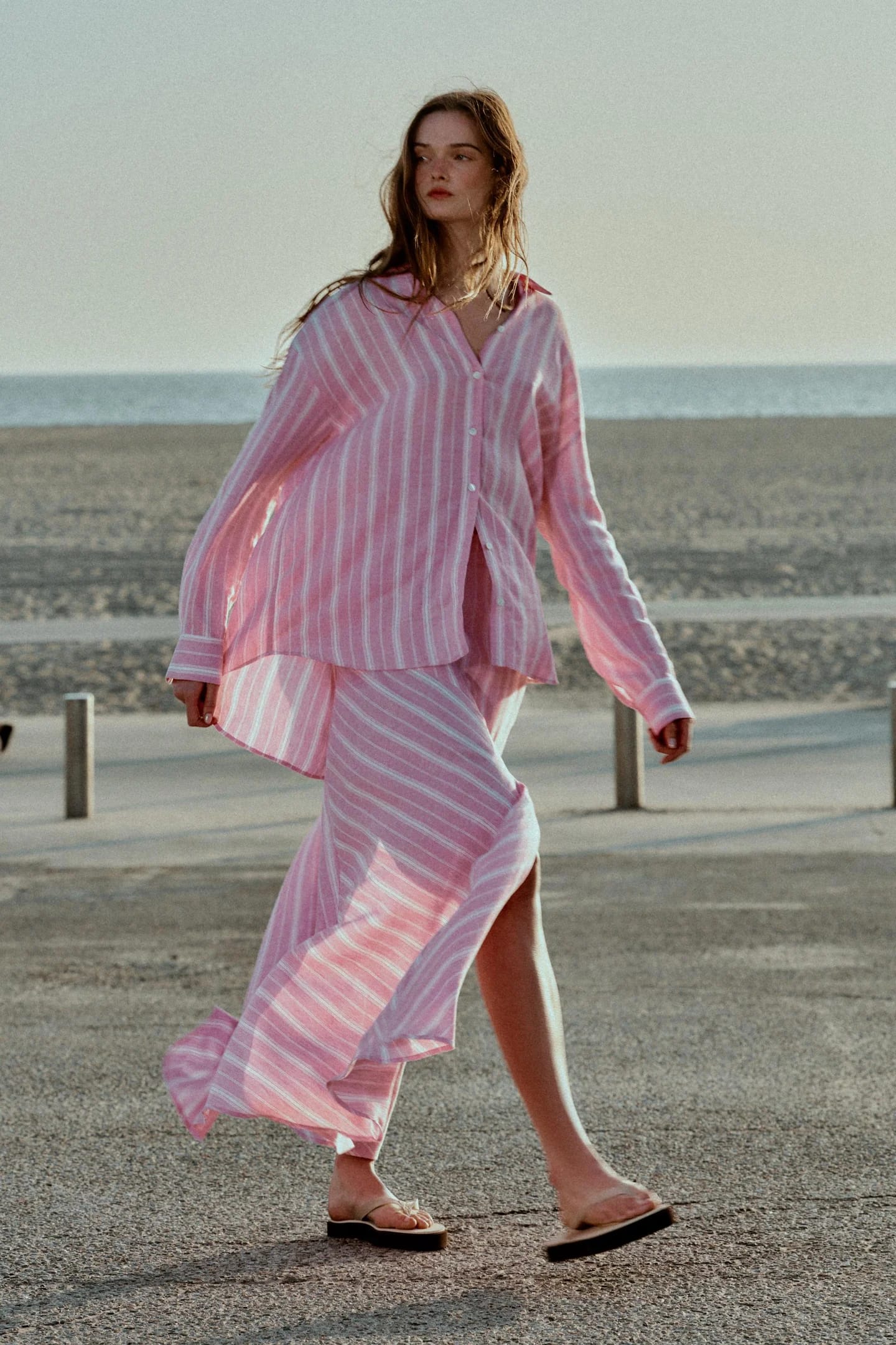 РУБАШКА OVERSIZE ИЗ ЛЬНА В ПОЛОСКУ