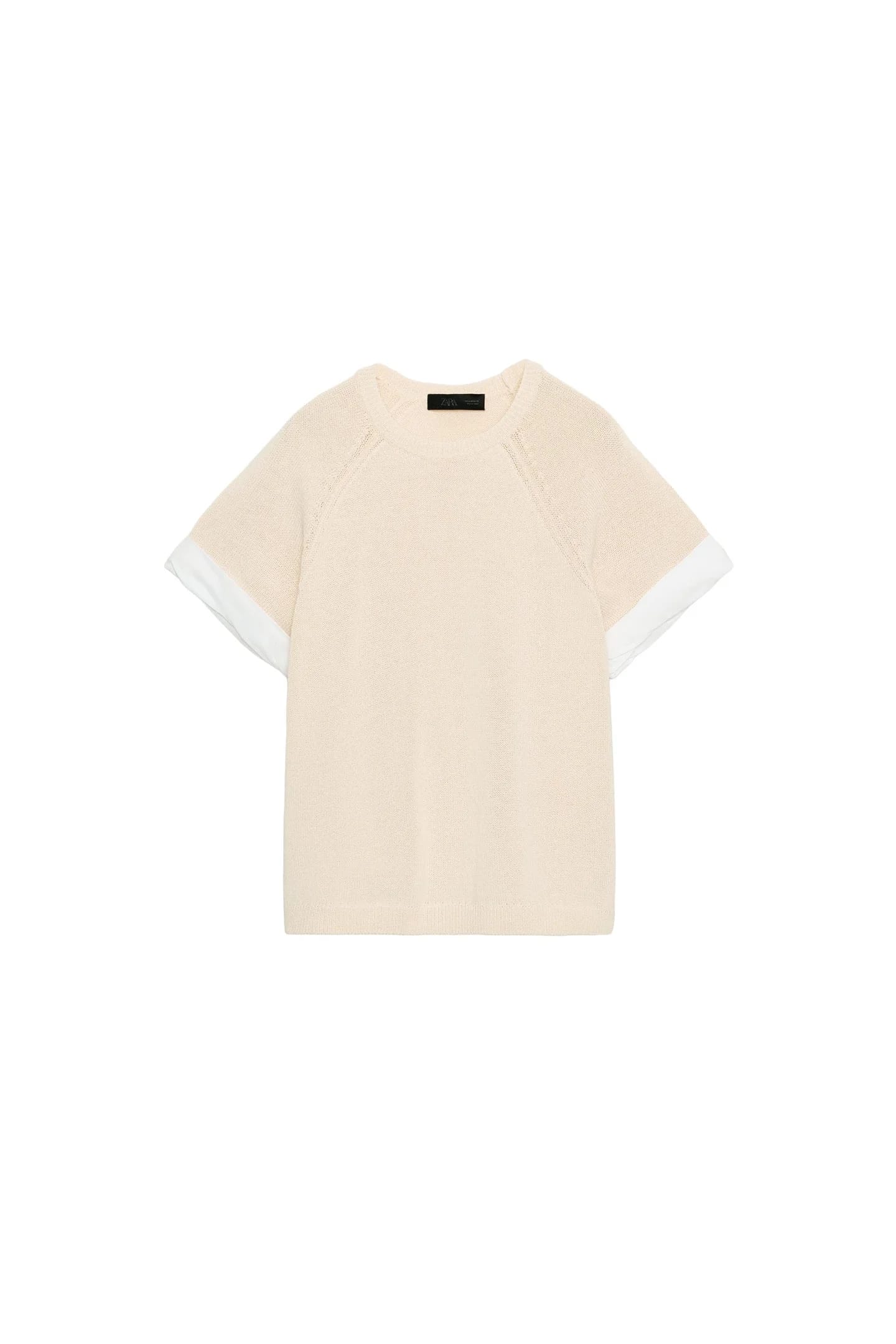 ТРИКОТАЖНЫЙ СВИТЕР С ПОДВЕРНУТЫМИ РУКАВАМИ - фото 3
