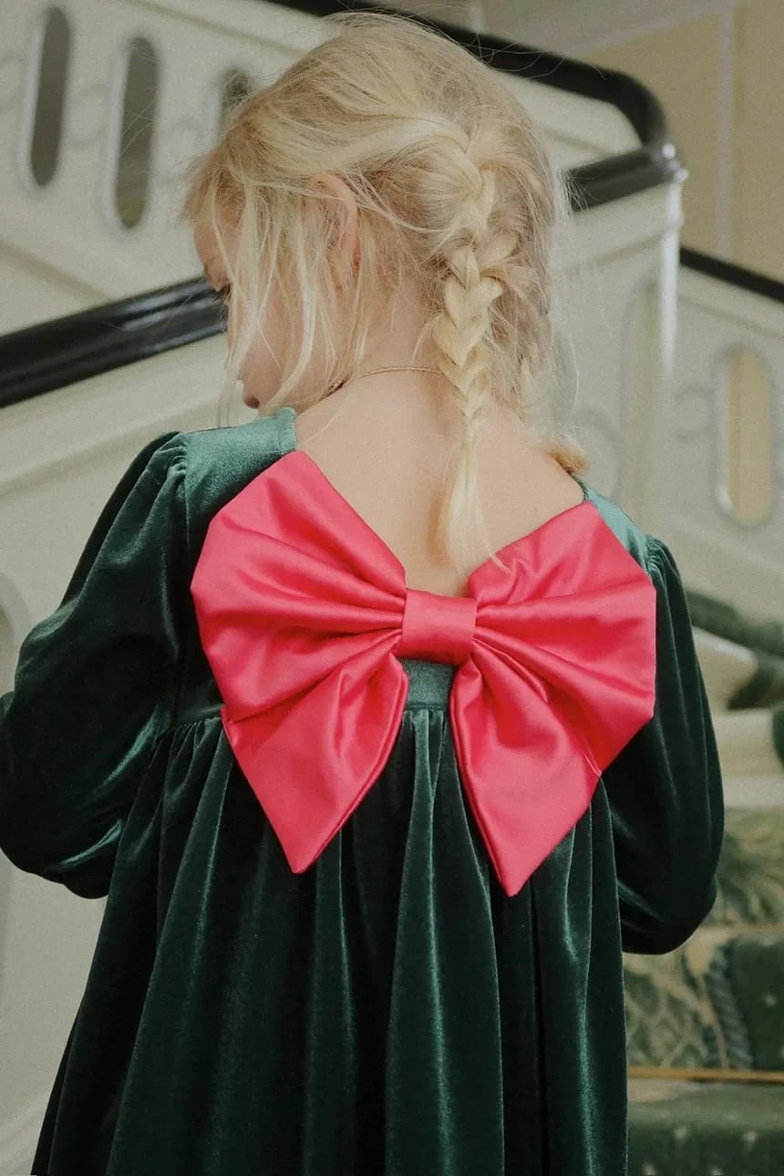 Детское велюровое платье GIA BOW DRESS GRS