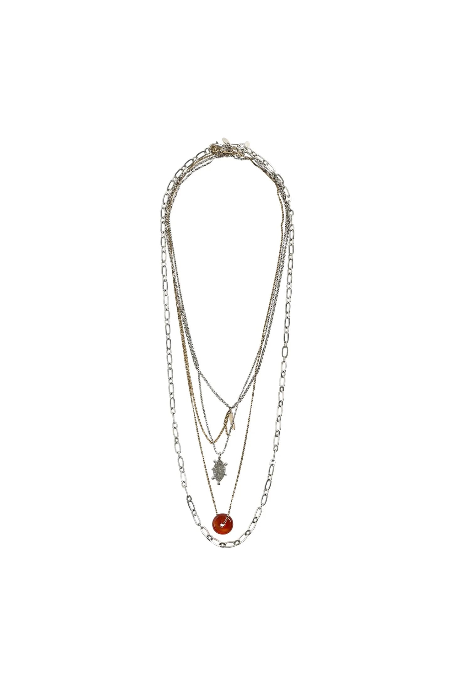 НАБОР ИЗ 4-Х ОЖЕРЕЛЬЕ ИЗ КОМБИНИРОВАННЫХ МАТЕРИАЛОВ - фото 3