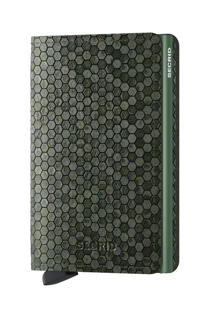 Slimwallet Hexagon Зеленый кожаный кошелек