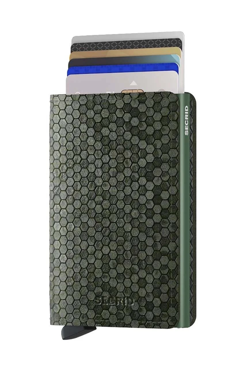 Slimwallet Hexagon Зеленый кожаный кошелек - фото 2