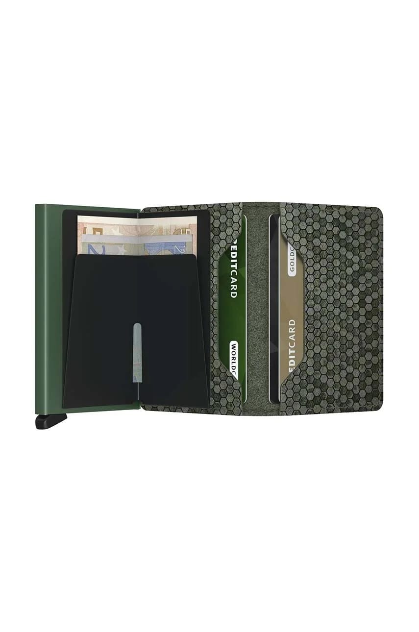 Slimwallet Hexagon Зеленый кожаный кошелек - фото 3