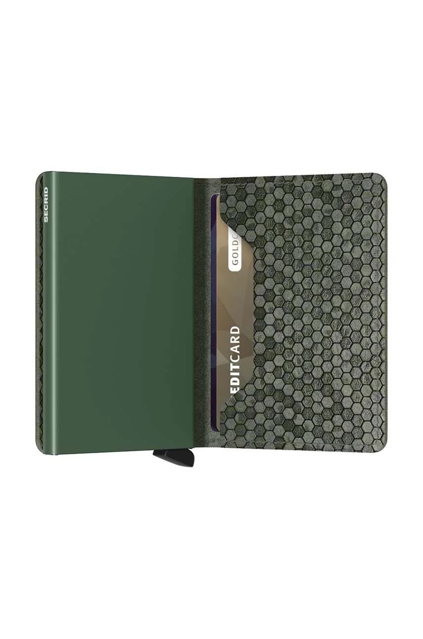 Slimwallet Hexagon Зеленый кожаный кошелек - фото 4