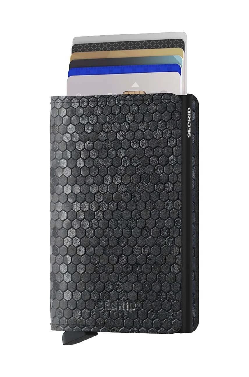 Slimwallet Hexagon Черный кожаный кошелек - фото 2
