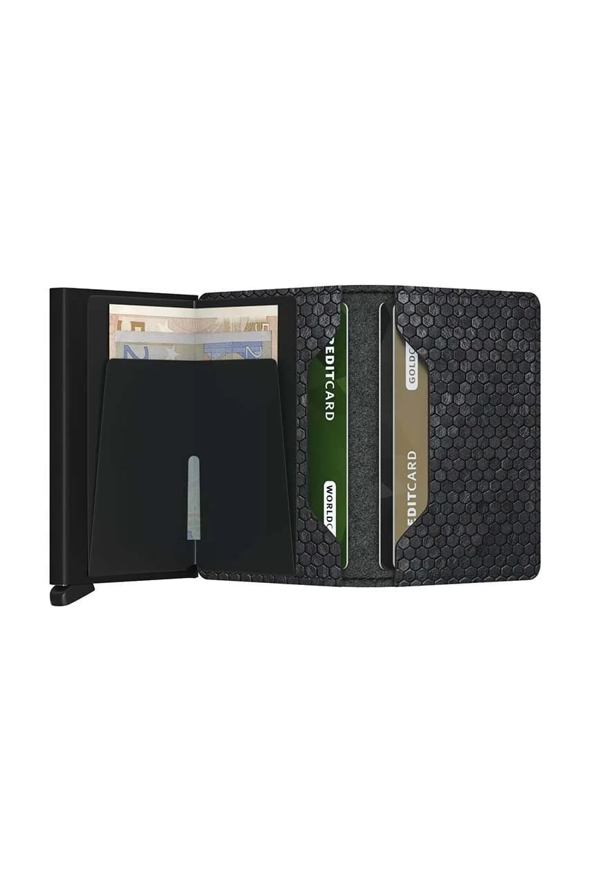 Slimwallet Hexagon Черный кожаный кошелек - фото 3