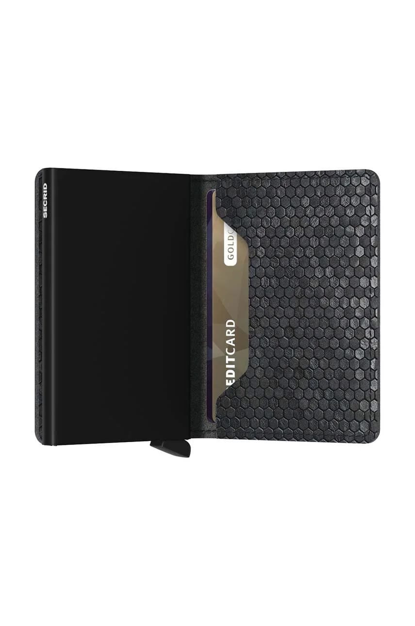 Slimwallet Hexagon Черный кожаный кошелек - фото 4
