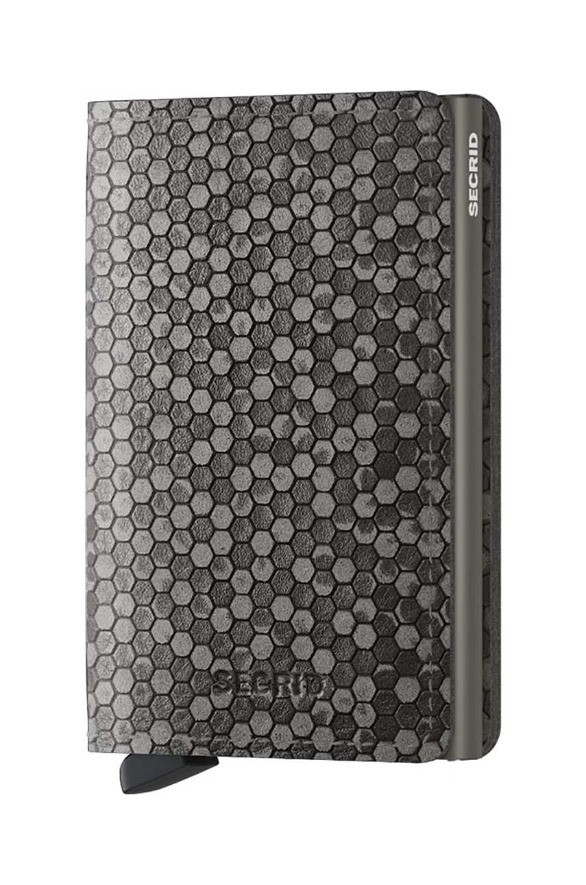 Slimwallet Hexagon Серый кожаный кошелек