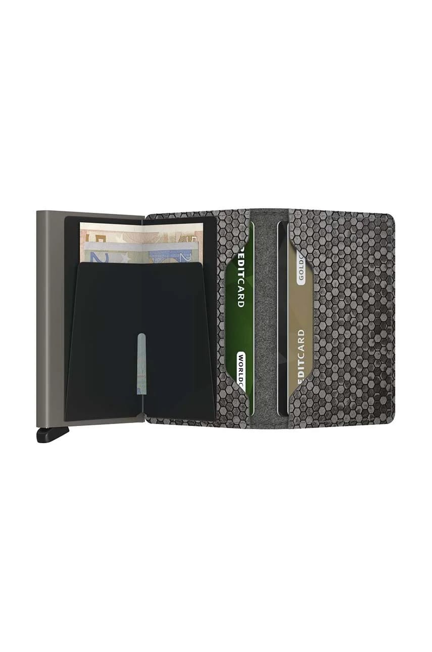 Slimwallet Hexagon Серый кожаный кошелек - фото 3