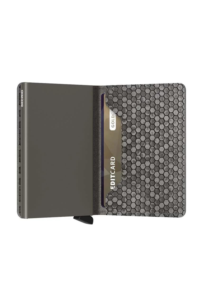 Slimwallet Hexagon Серый кожаный кошелек - фото 4