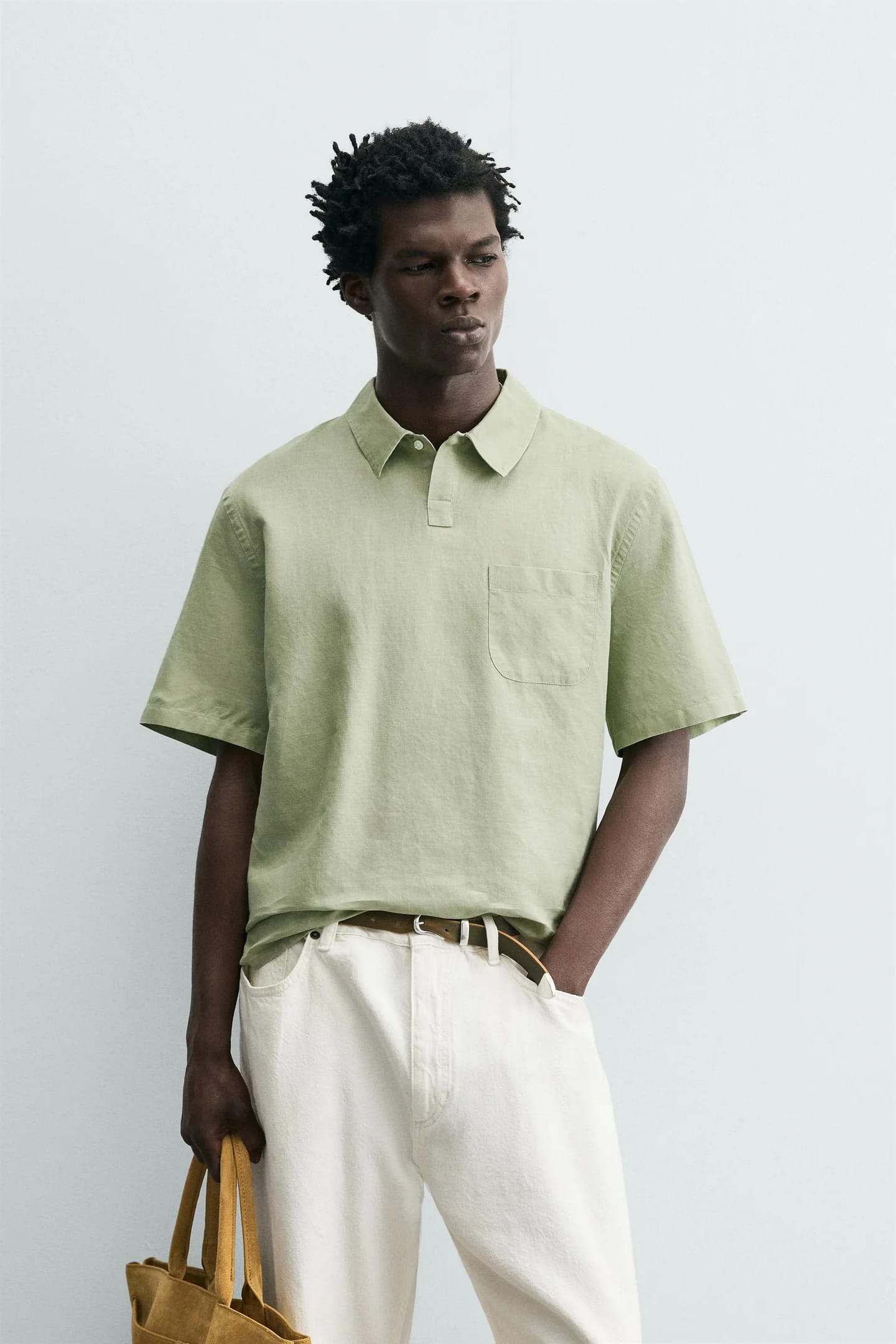 ФУТБОЛКА ПОЛО СТАНДАРТНОГО КРОЯ ИЗ КОНОПЛИ И ХЛОПКА - фото 3