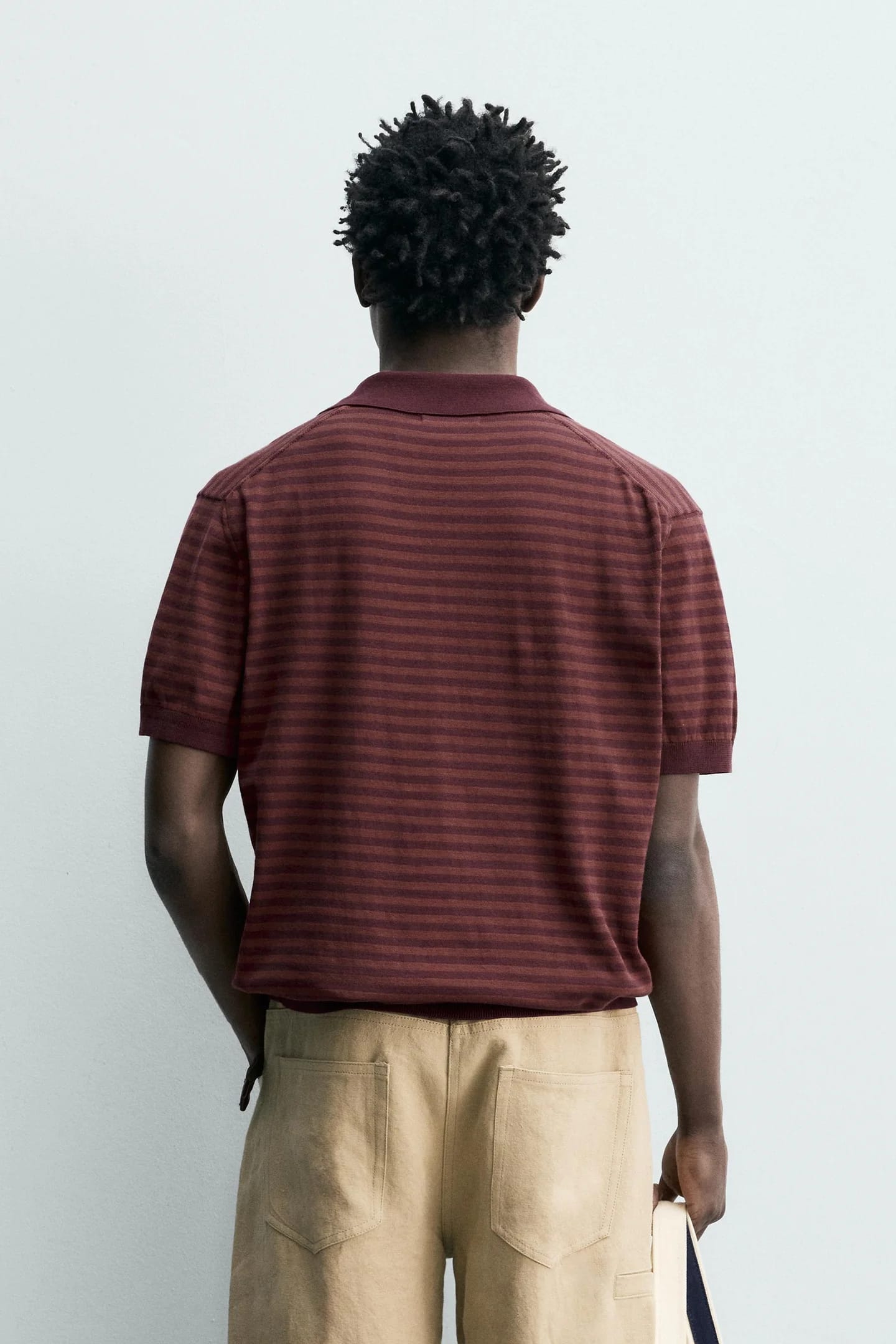 ТРИКОТАЖНАЯ РУБАШКА ПОЛО С ЖАККАРДОВОЙ ПОЛОСКОЙ - фото 2