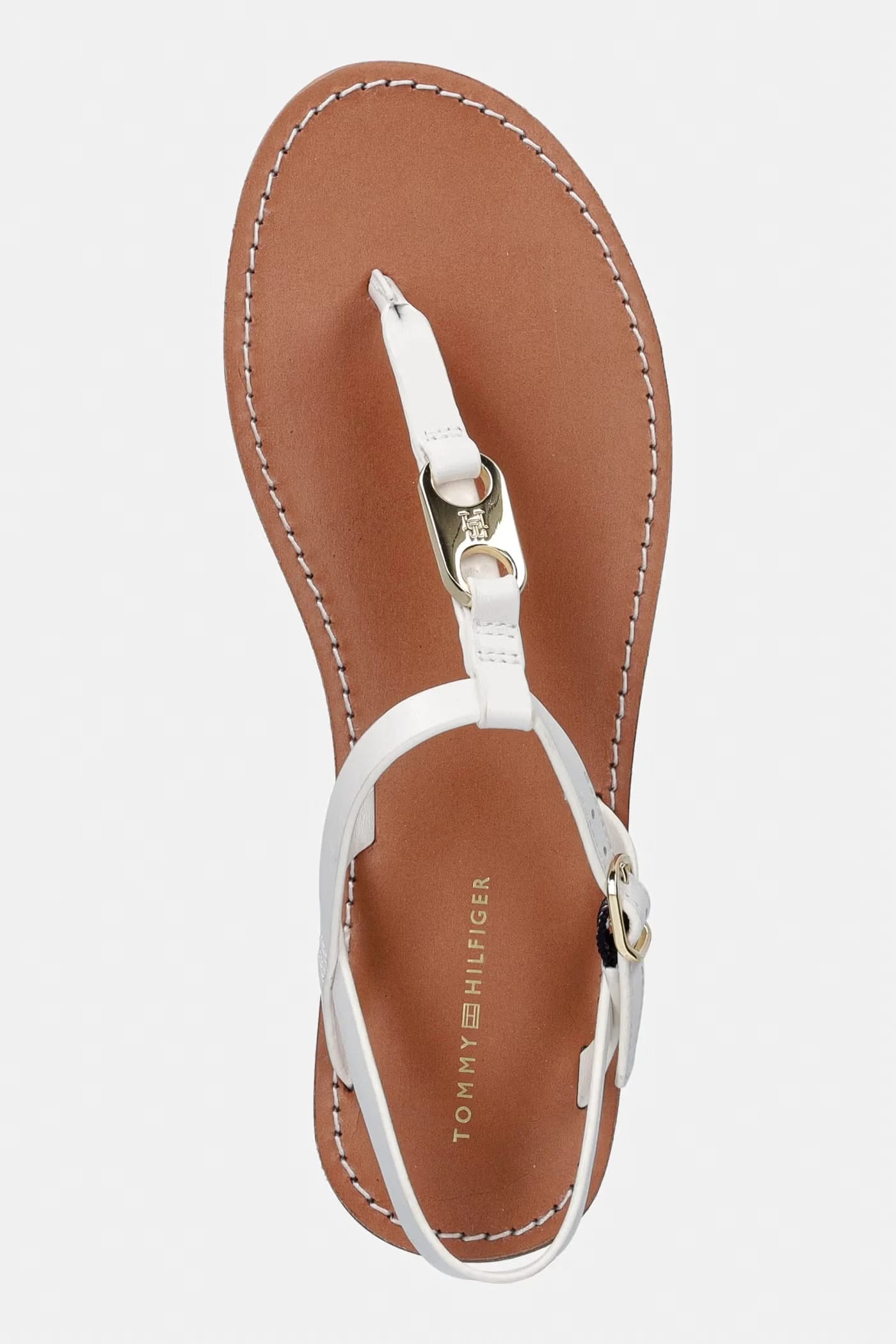 Женские кожаные сандалии на плоской подошве LEATHER THONG SANDAL - фото 4