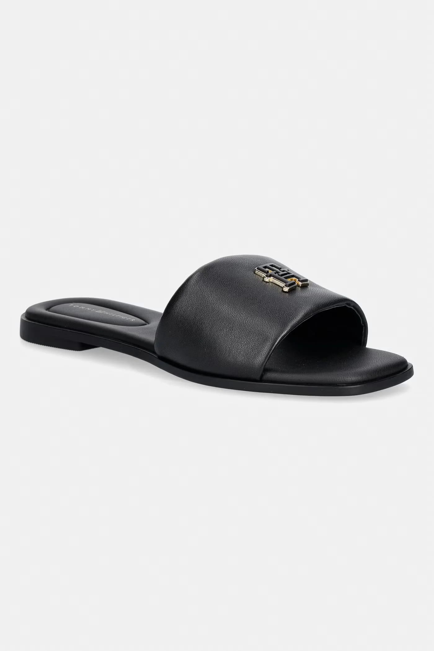 Женские кожаные тапочки TH LOGO HARDWARE LEATHER MULE