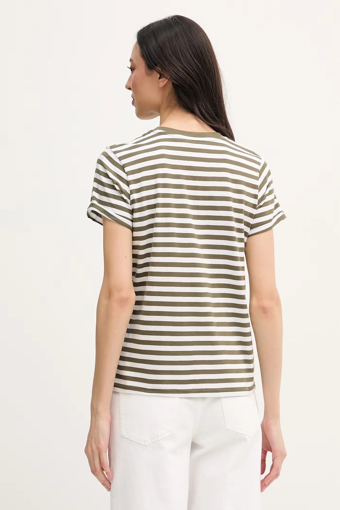 STRIPE CREW NECK женская хлопковая футболка - фото 3