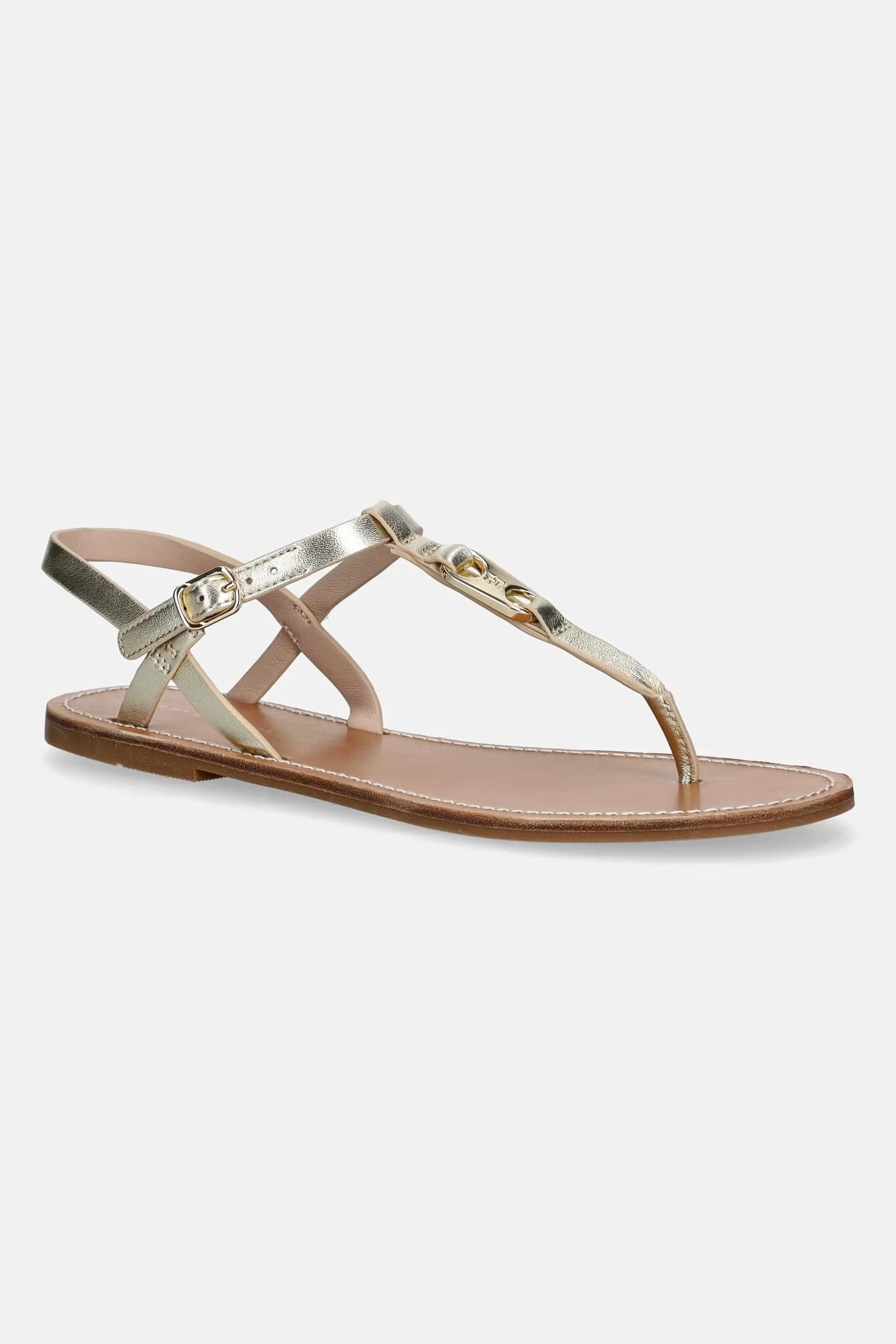 Женские кожаные сандалии на плоской подошве LEATHER THONG SANDAL GOLD