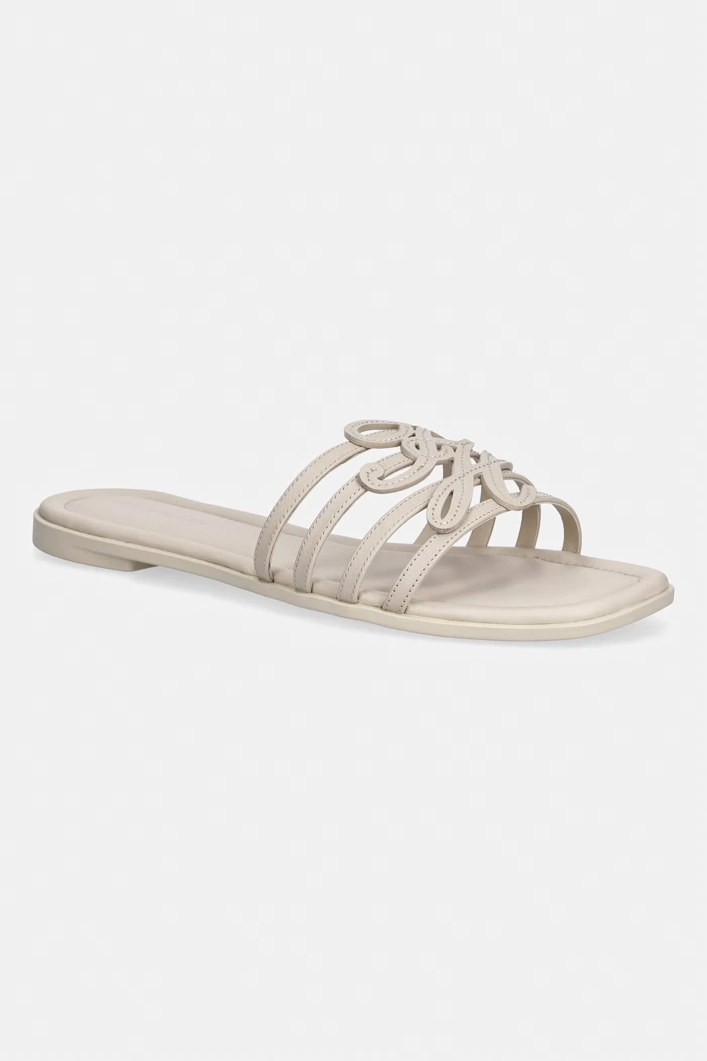 Женские кожаные шлепанцы с открытым носком TH SCRIPT FLAT MULE LTH