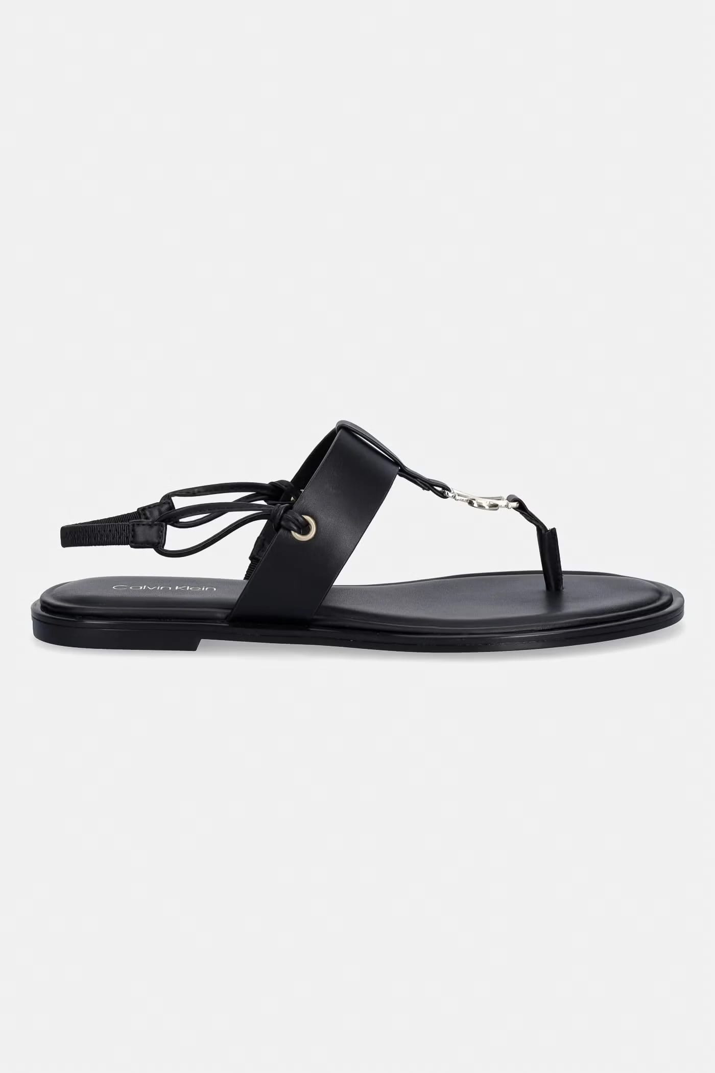 Женские кожаные сандалии на плоской подошве ROUND FLAT SNDL THONG LTH HDW - фото 2