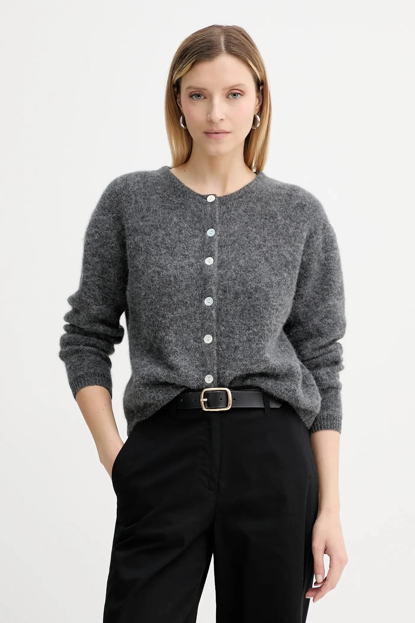 GILET ML COL ROND шерстяной кардиган