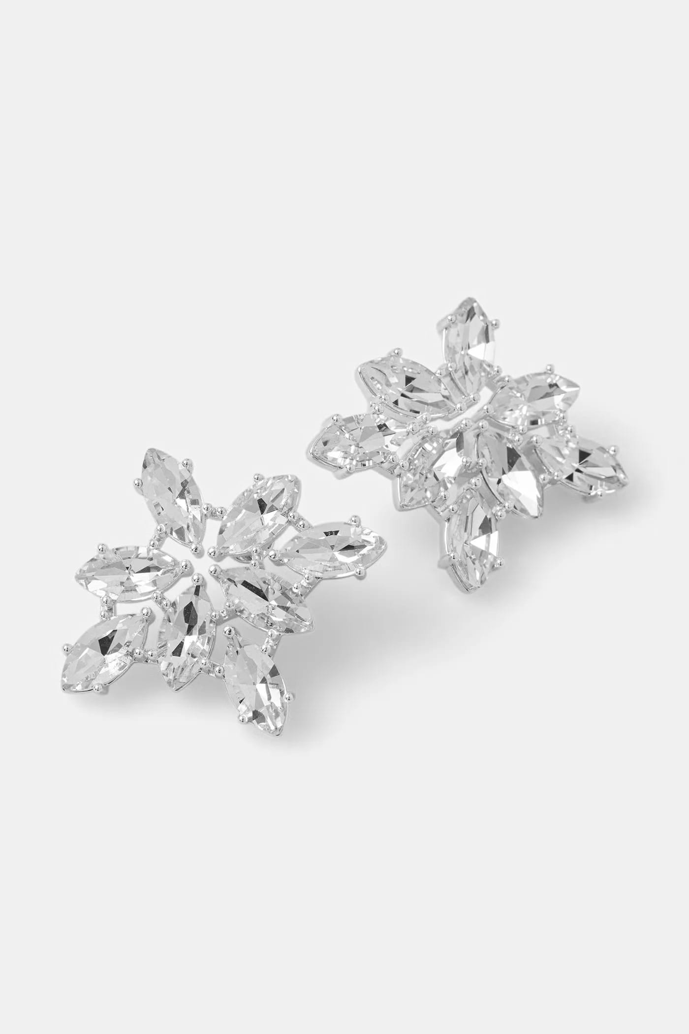 Посеребренные женские серьги с кристаллом Glamour