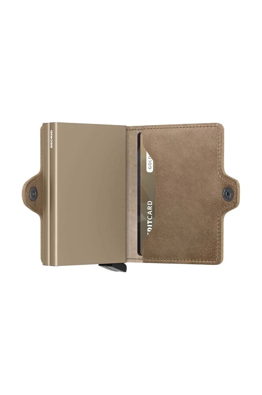 Twinwallet Винтажный кожаный кошелек Taupe - фото 4