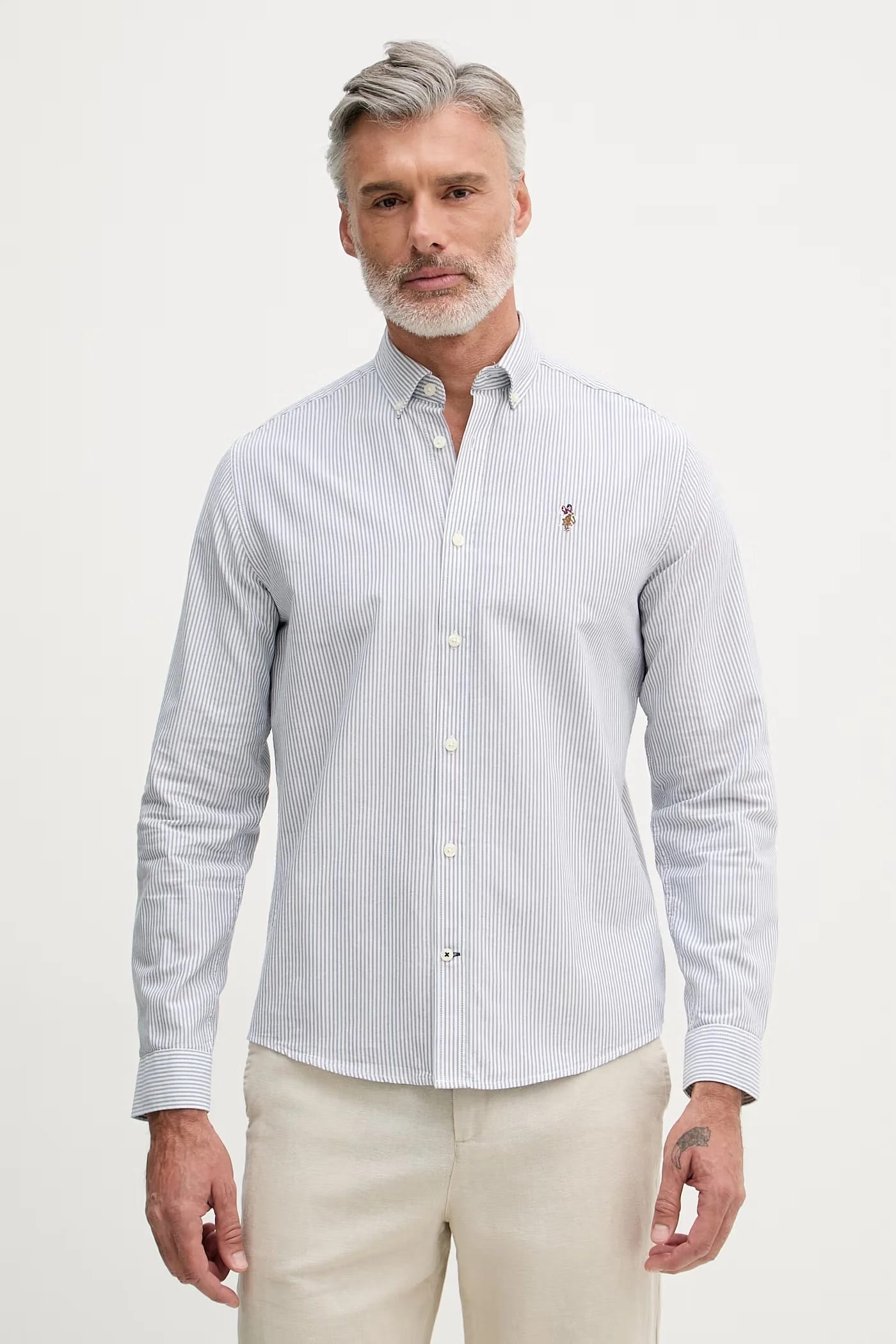Мужская хлопковая рубашка Oxford Stripe