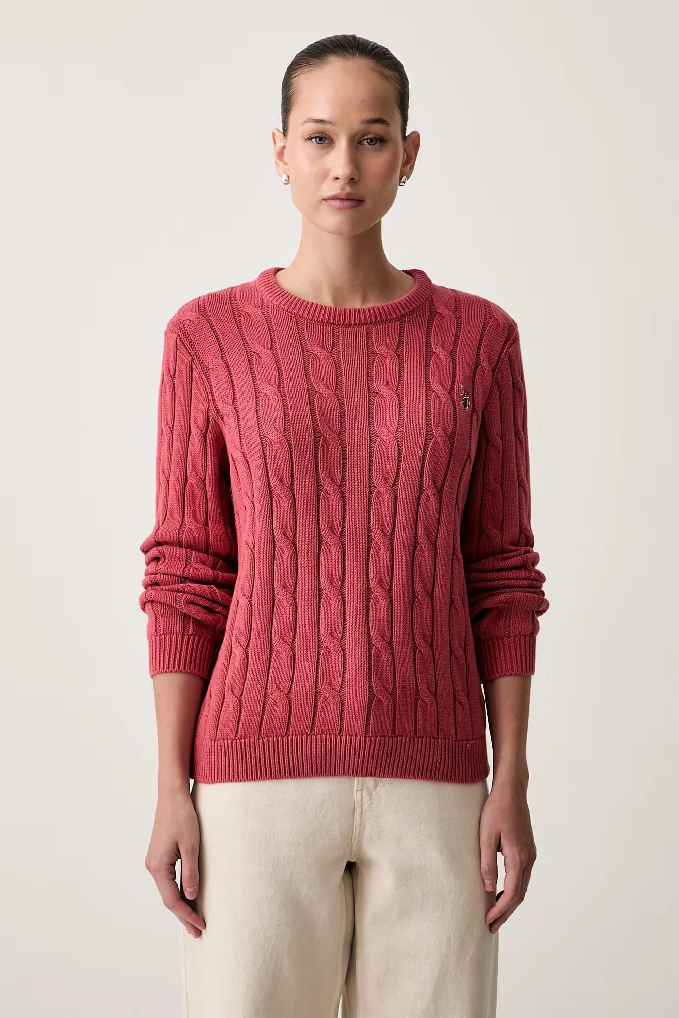Женский хлопковый свитер CREW NECK CABLE