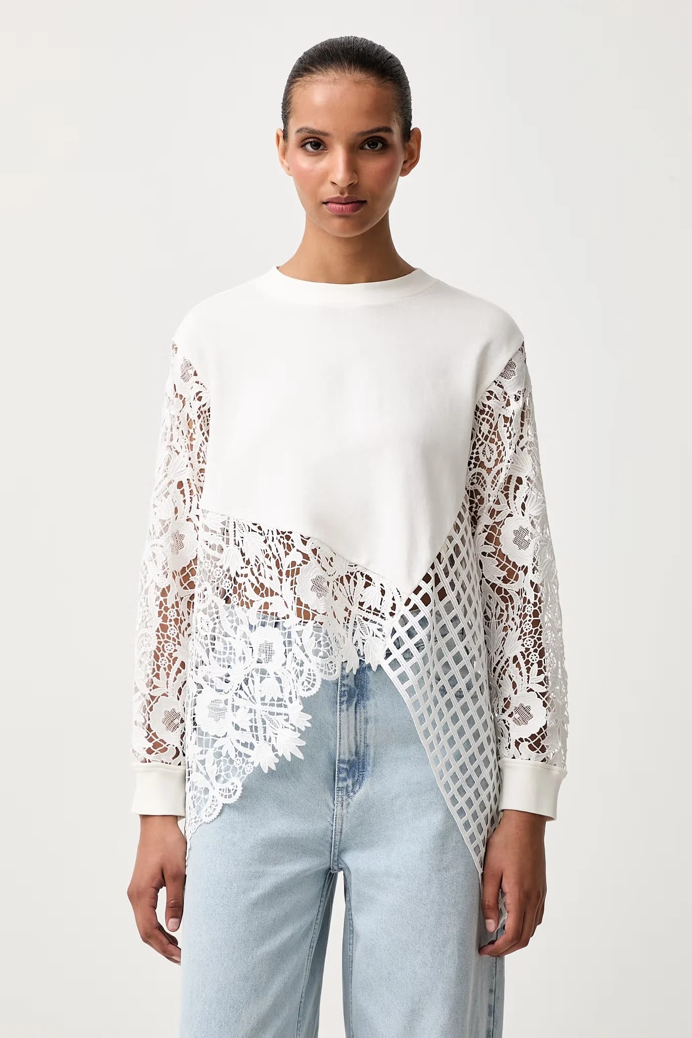 Женская блузка из хлопка с эластаном MALORIE LS TOP - фото 1