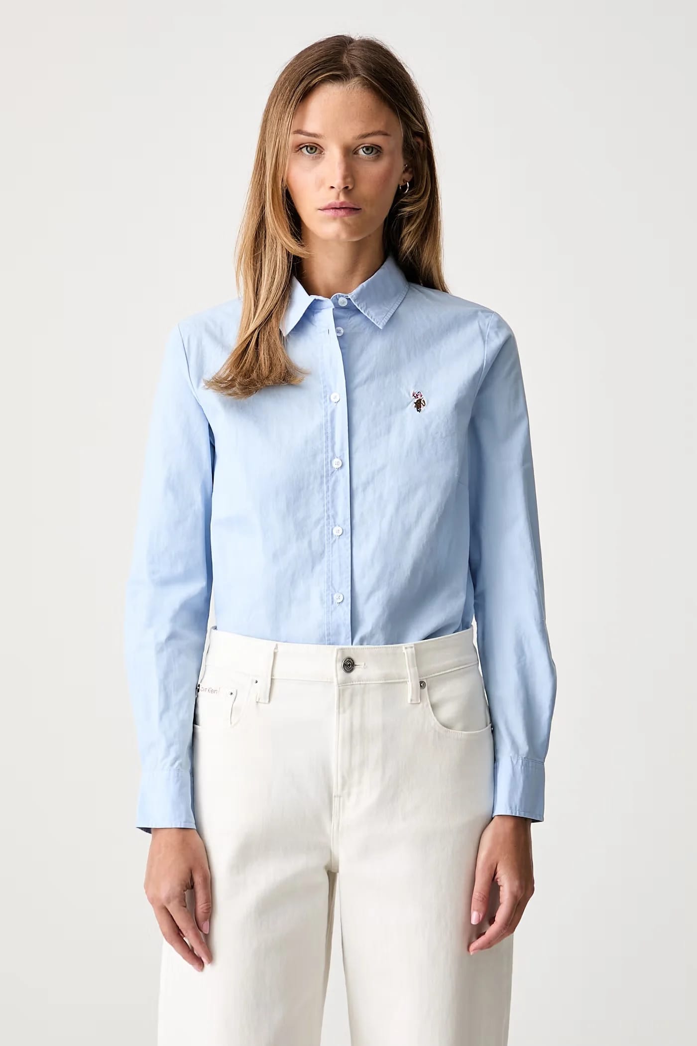 Женская рубашка из хлопка Classic Fit из поплина - фото 1