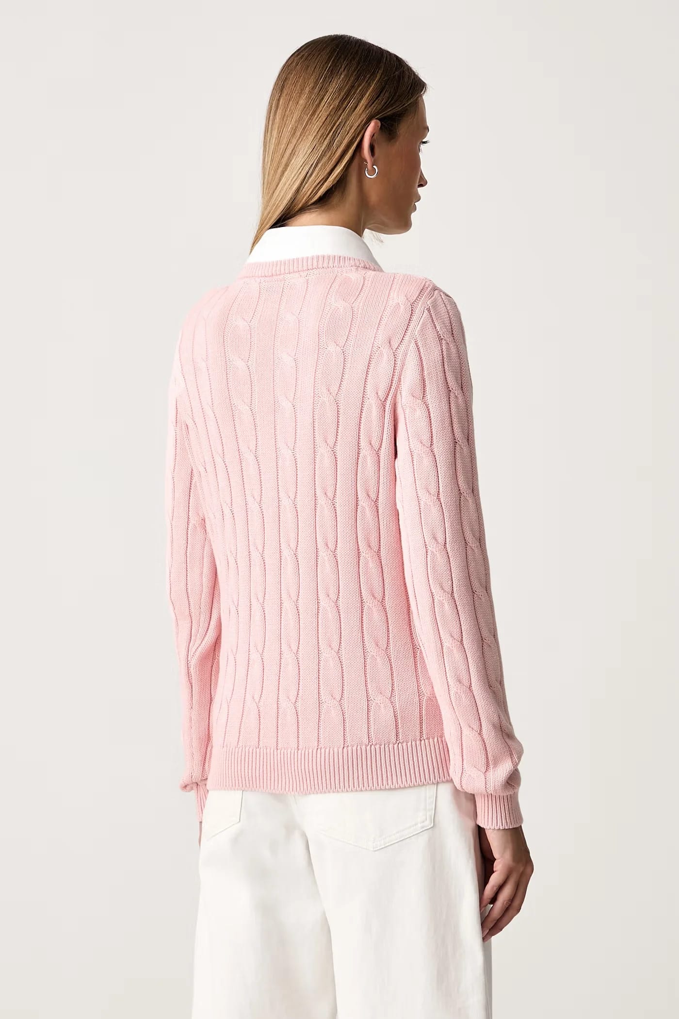 Женский хлопковый свитер V-NECK CABLE - фото 3