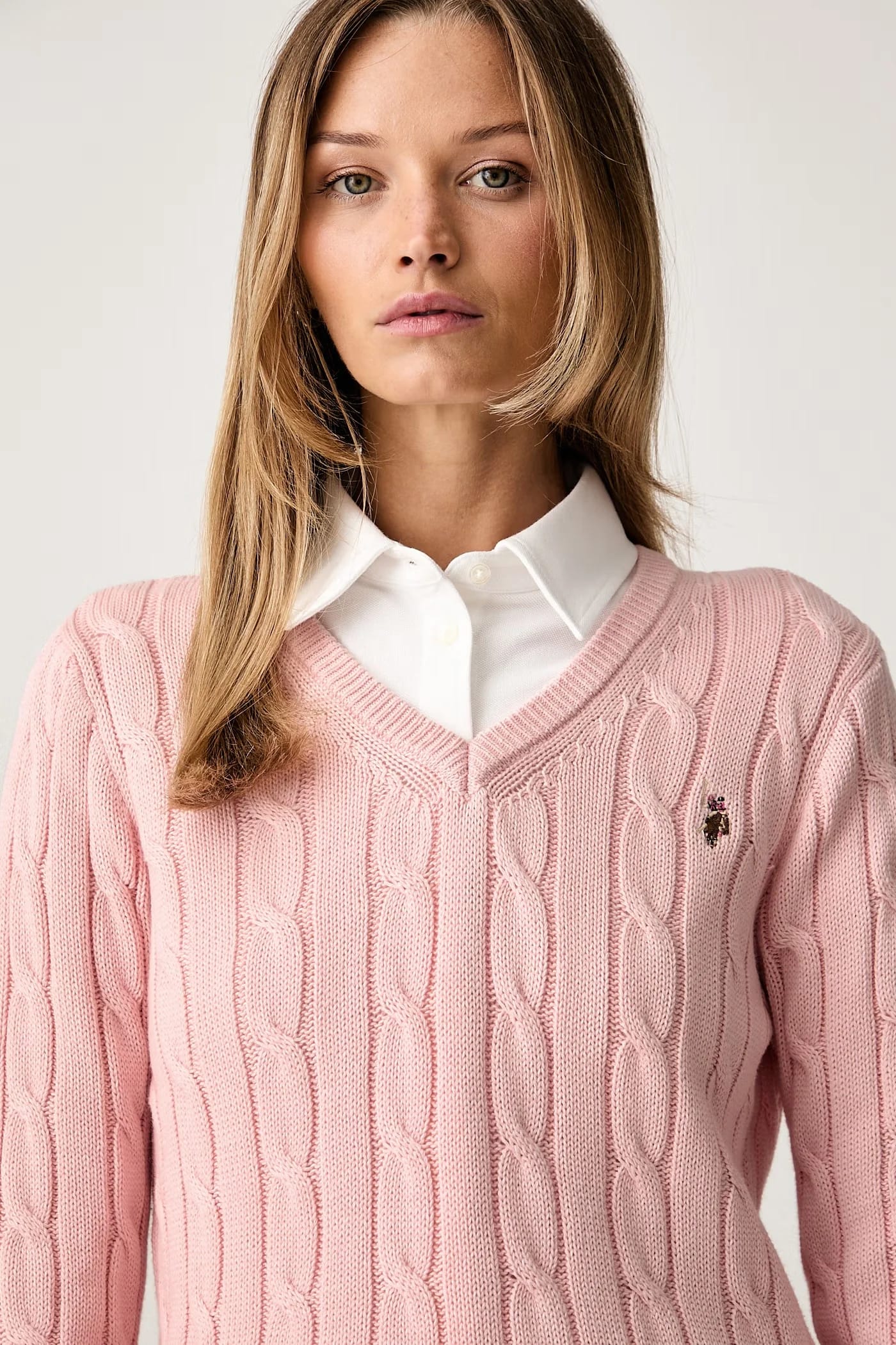 Женский хлопковый свитер V-NECK CABLE - фото 4