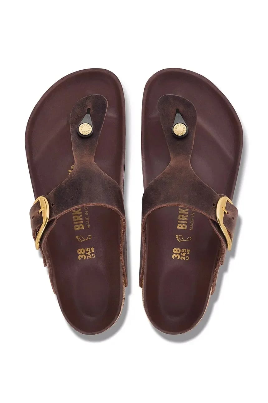 Женские кожаные шлепанцы Gizeh Big Buckle Oiled Leather - фото 5
