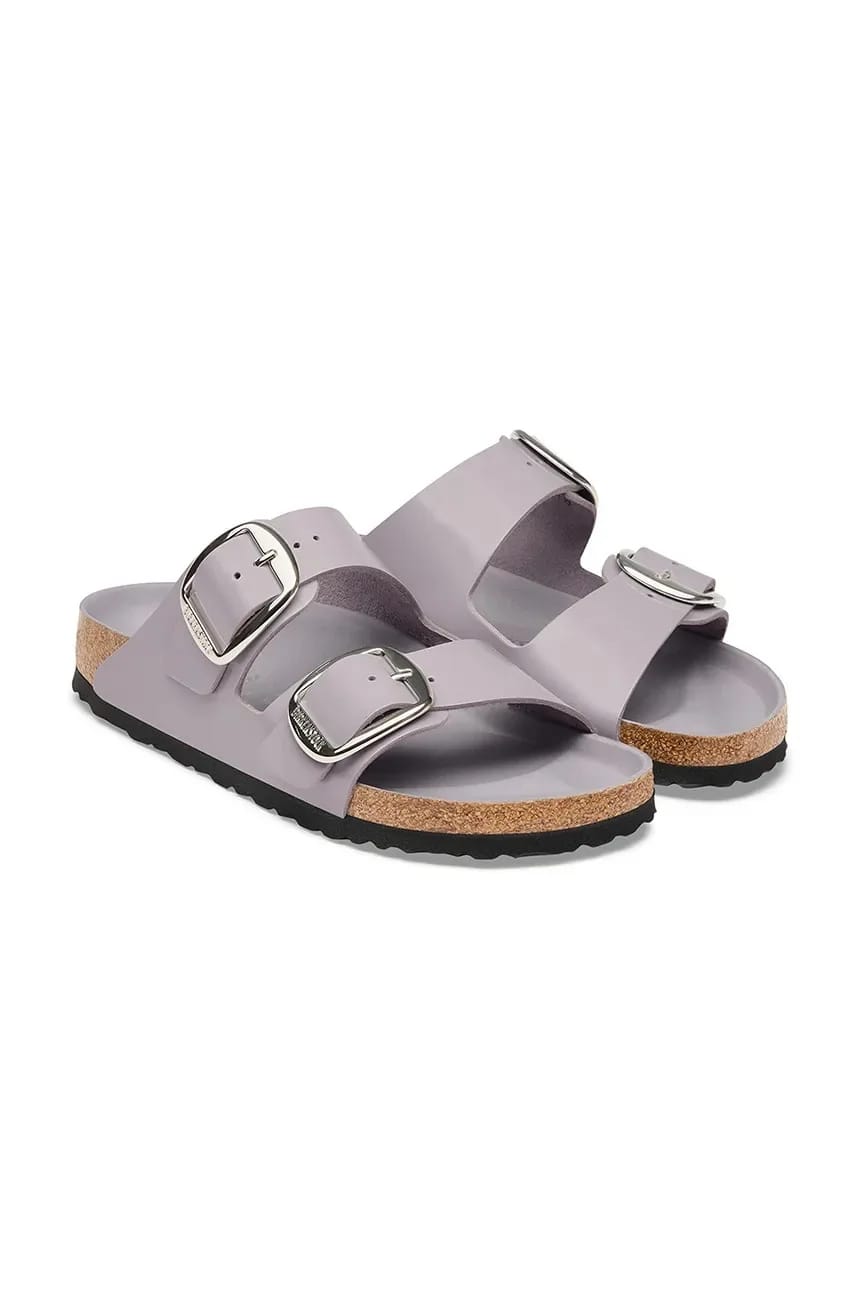 Женские кожаные шлепанцы Arizona Big Buckle Natural Leather Patent - фото 3