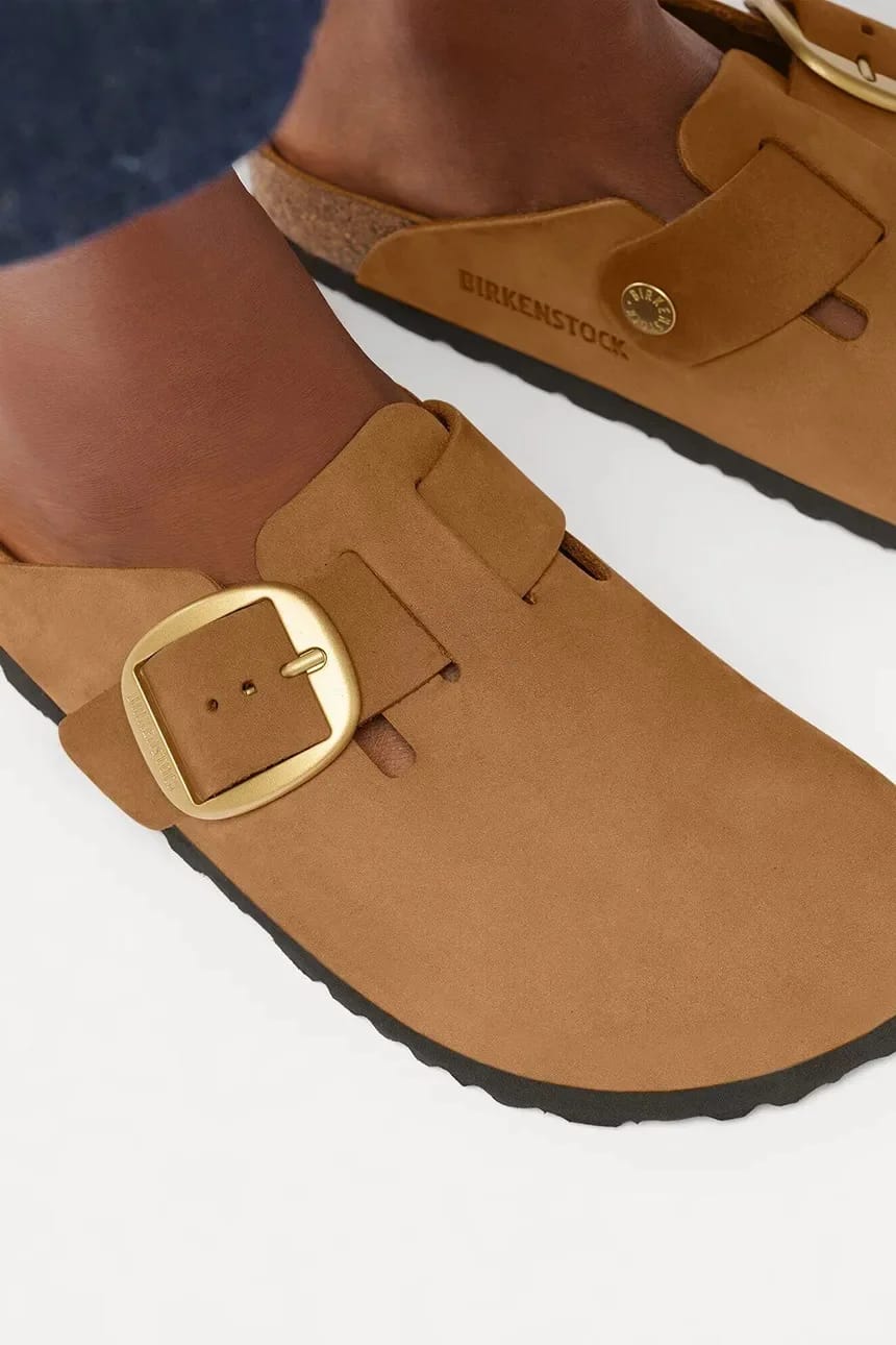 Женские сабо из нубука Boston Big Buckle Nubuck Leather - фото 7