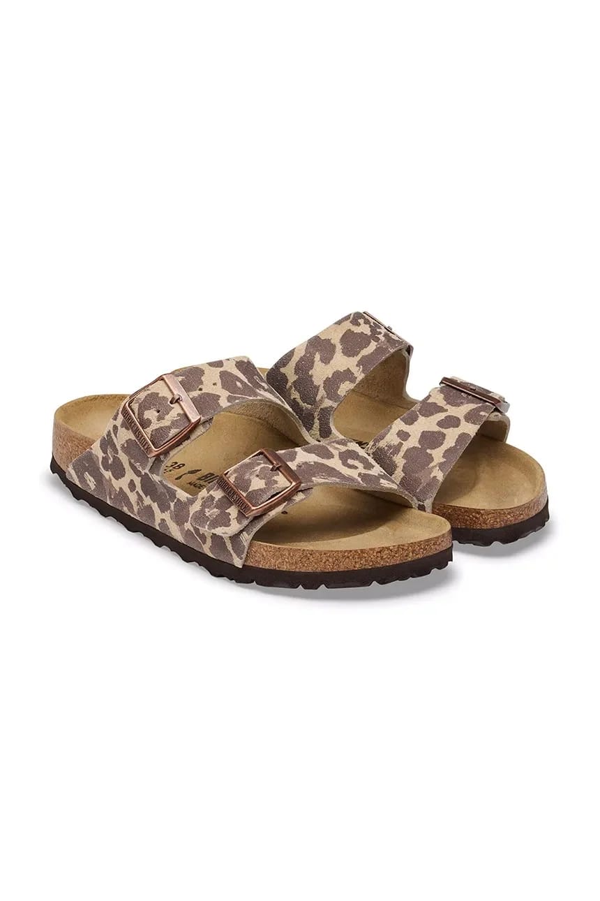 Женские замшевые тапочки Arizona Suede Leather с леопардовым принтом - фото 3