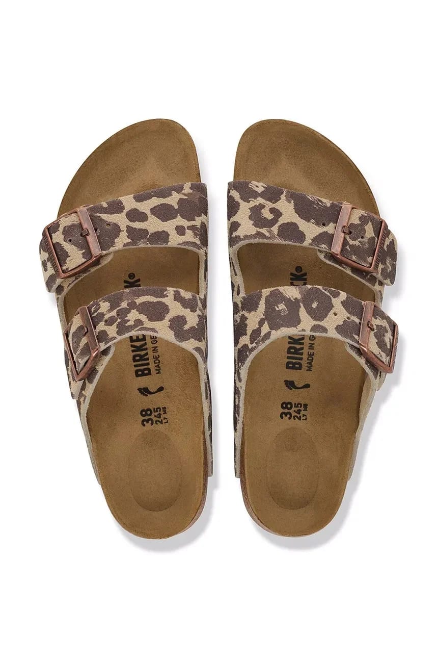 Женские замшевые тапочки Arizona Suede Leather с леопардовым принтом - фото 5