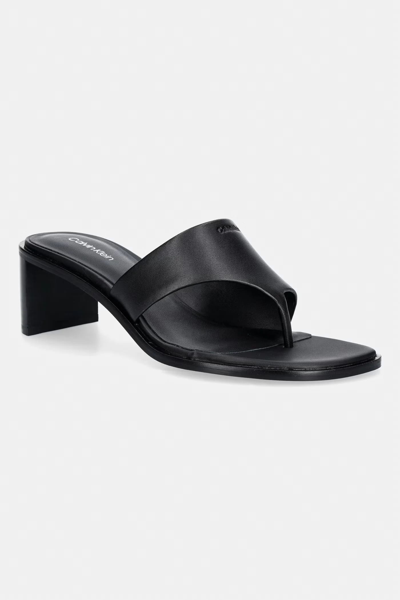 Женские кожаные шлепанцы BLOCK HEEL SNDL THONG LTH - фото 1