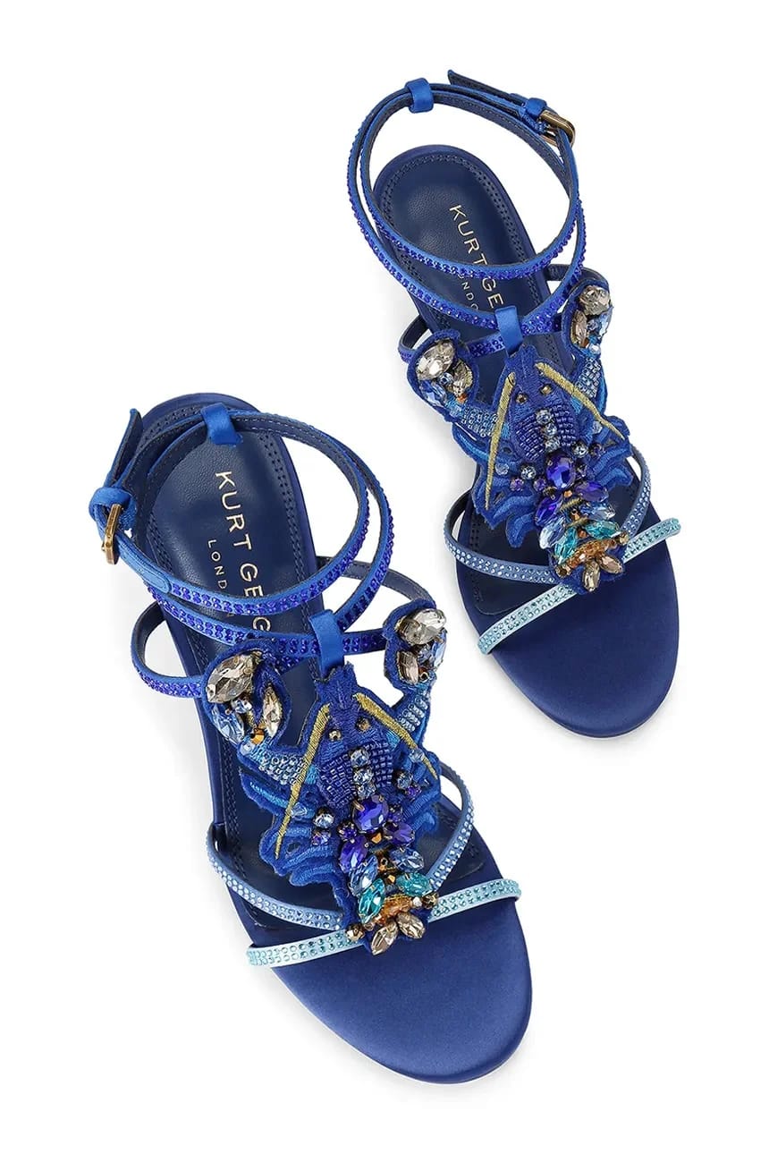 Босоножки Lobster Sandal на высоком каблуке из синей ткани - фото 2