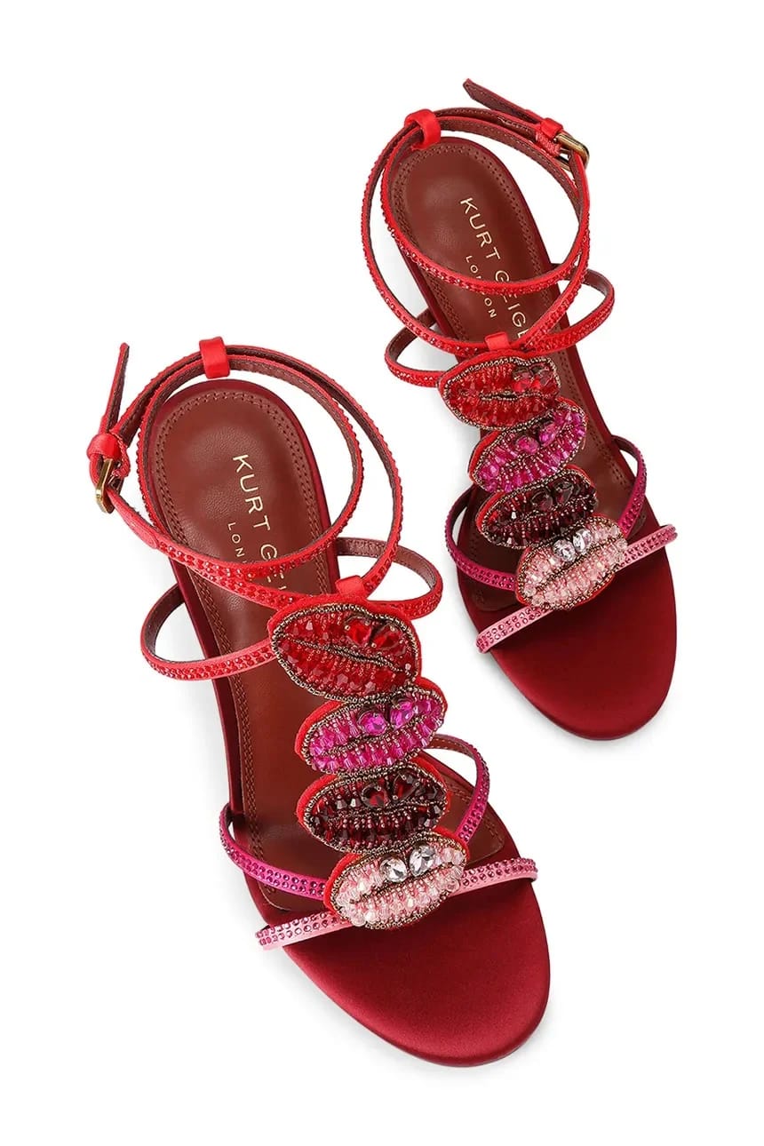 Розовые босоножки на высоком каблуке из ткани Kiss Sandal - фото 2
