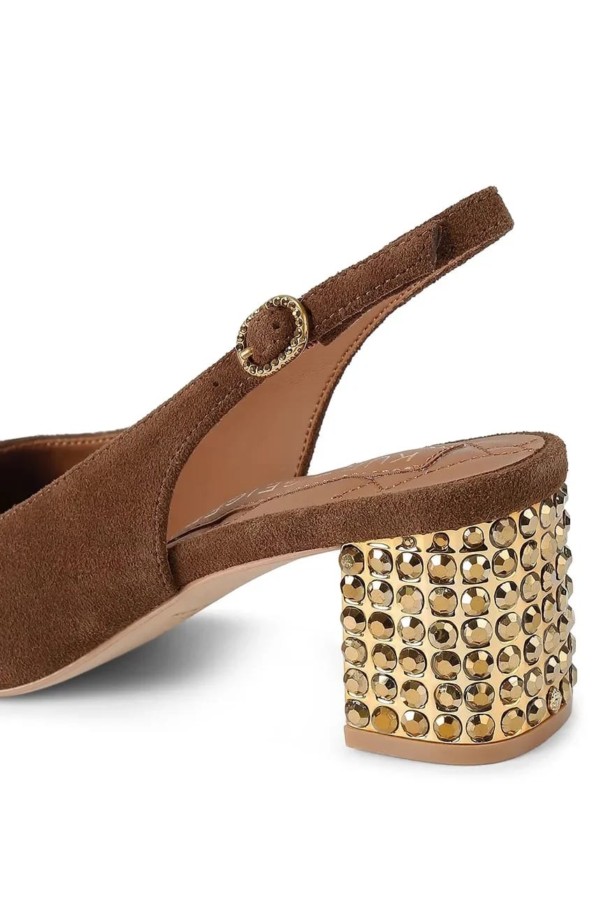 Замшевые туфли Chelsea Block Slingback на открытой пятке - фото 3