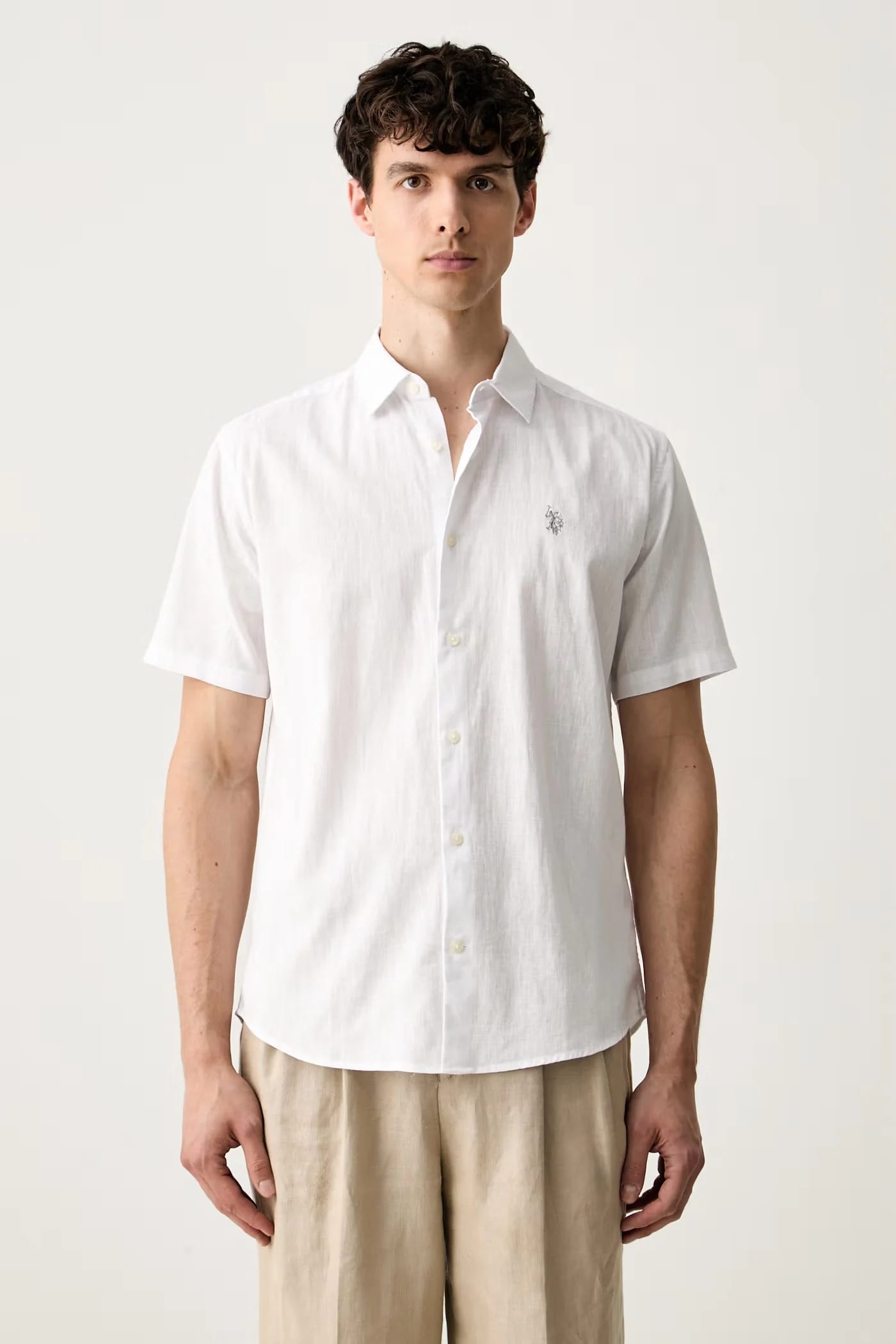 Мужская рубашка из льна LINEN BLEND SS - фото 1