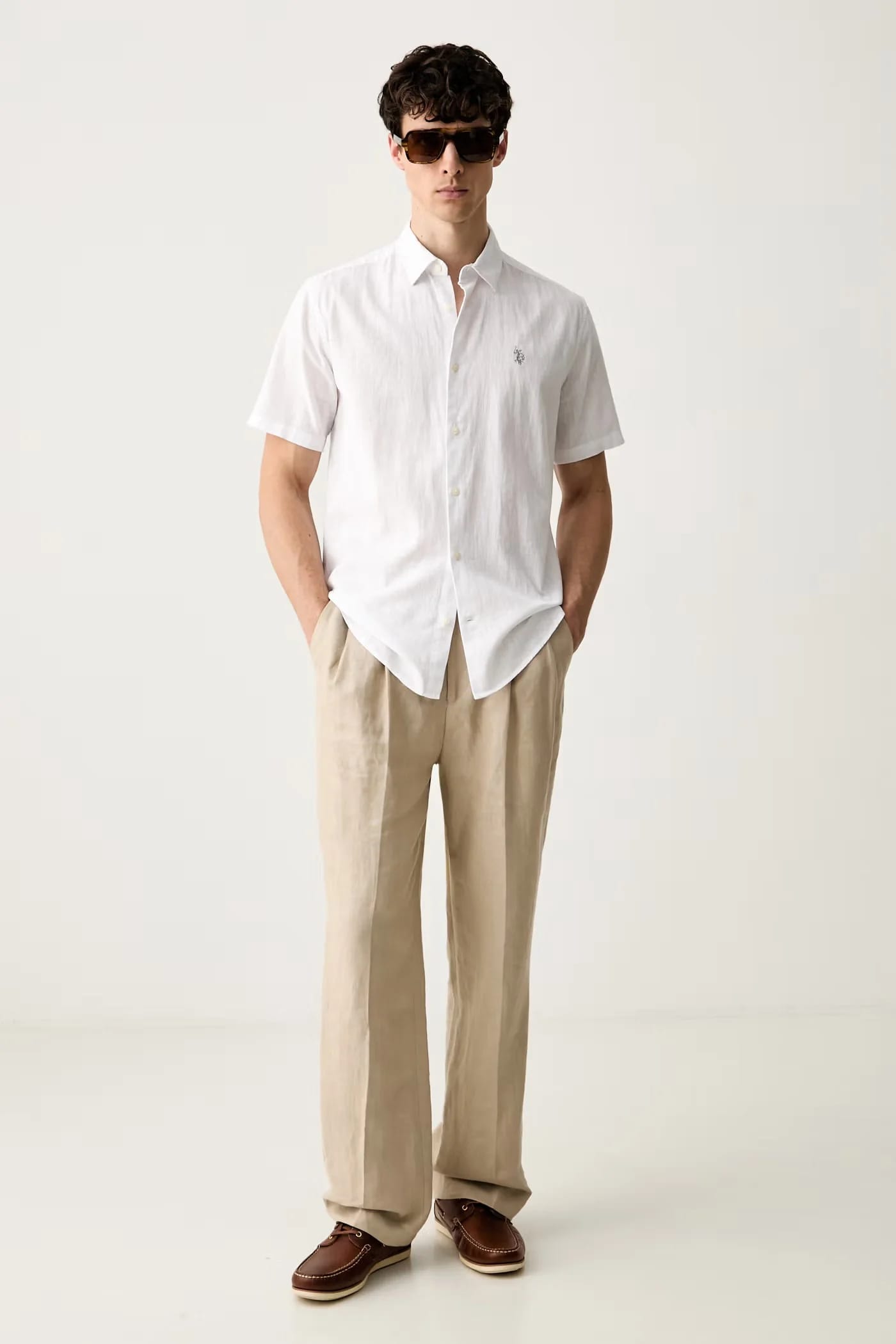 Мужская рубашка из льна LINEN BLEND SS - фото 2