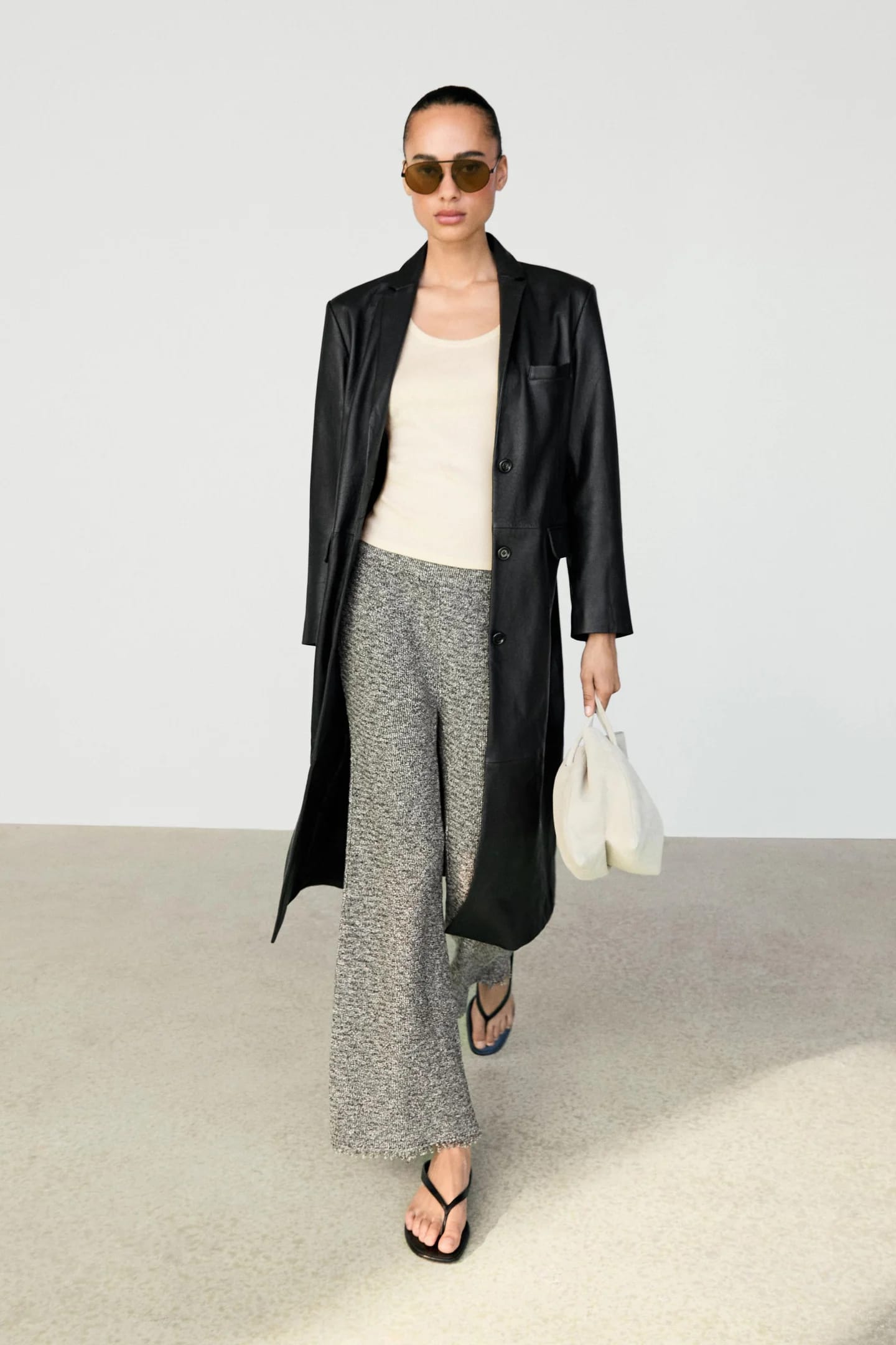 Свободные брюки с эффектом меланжевого Total Look. - фото 7