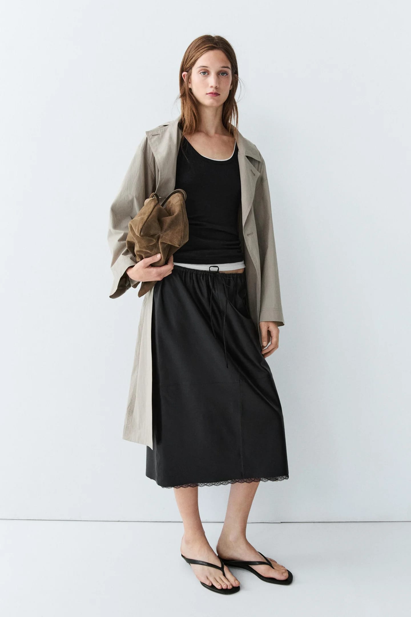 Двухслойный хлопковый топ с ребристой отделкой. - фото 2