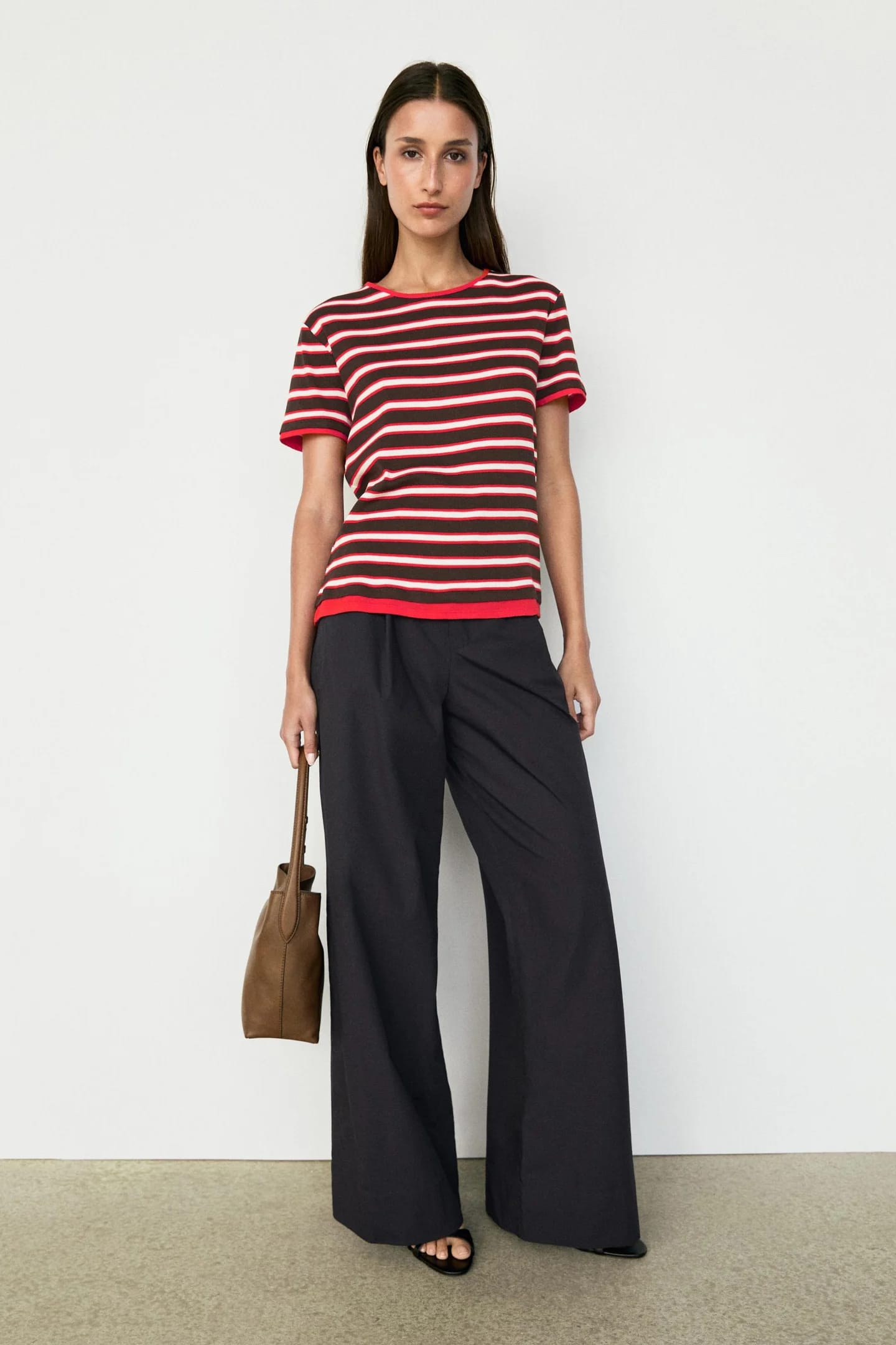 Полосатая хлопковая футболка с короткими рукавами - фото 9
