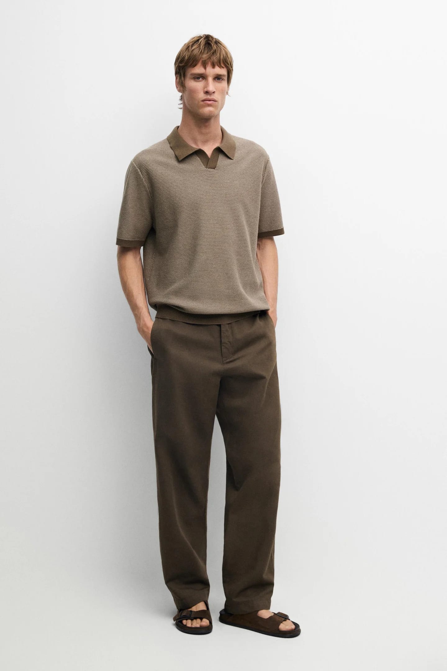 Контрастный свитер-поло из 100% хлопка. - фото 11