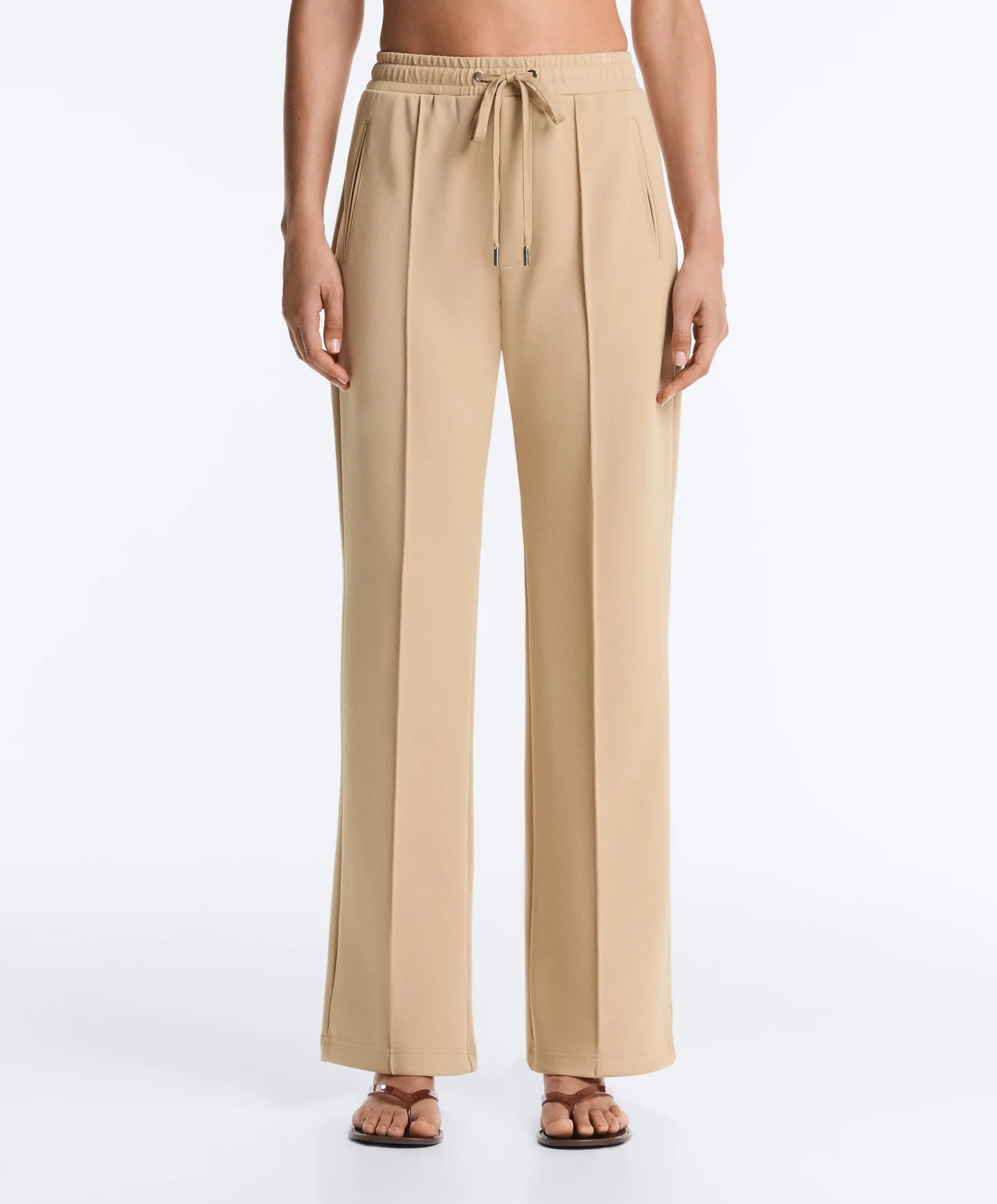 Брюки прямого кроя из хлопковой ткани пике. - фото 13